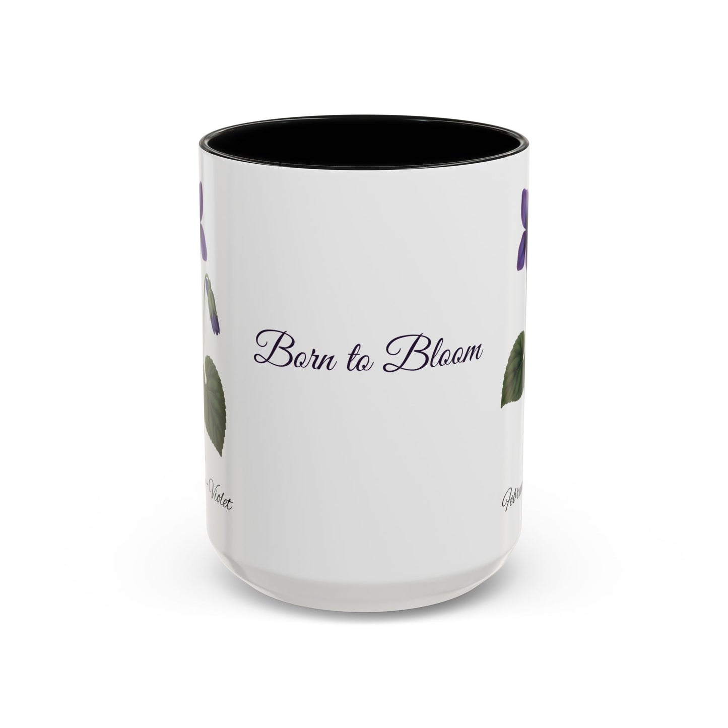 February Birth Flower Violet Mug – Personalized Name Coffee Cup - 14695