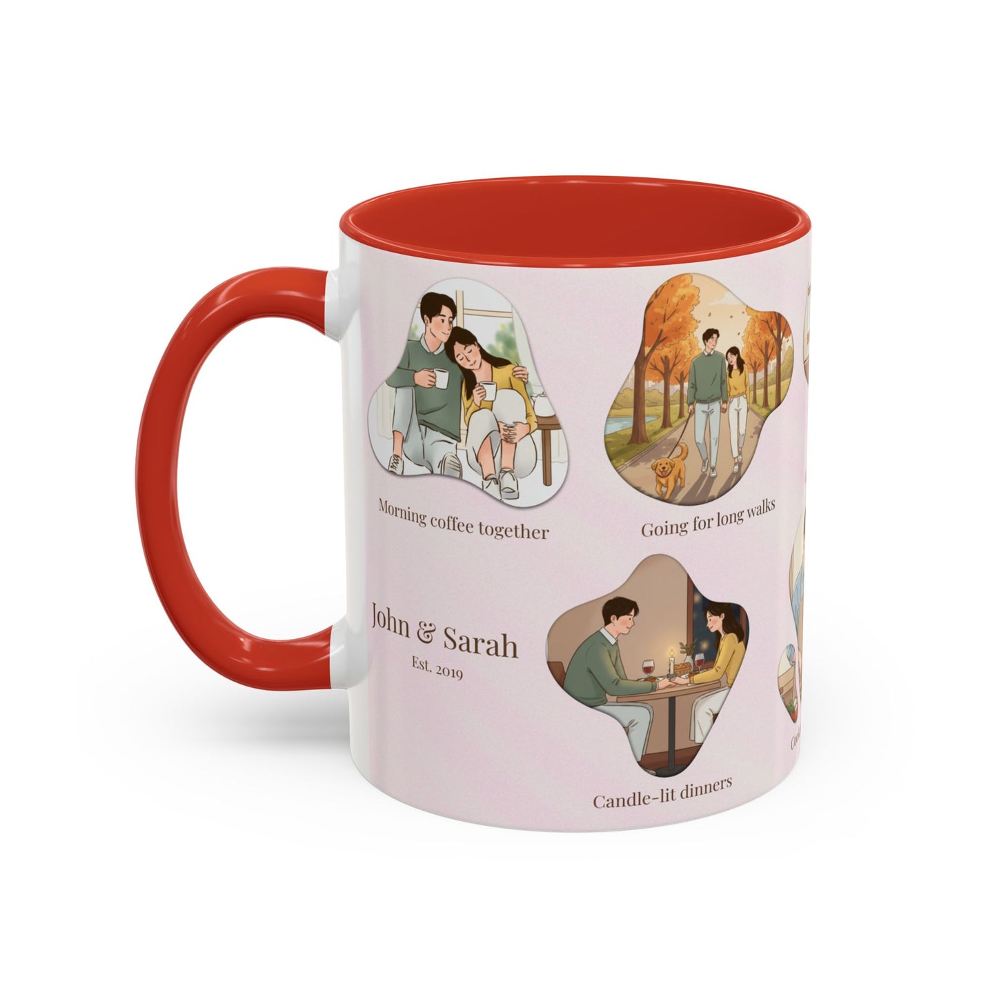 Our Favorite Things to Do Valentine’s Mug – Cozy Couples Illustrated Accent Coffee Mug - 14703