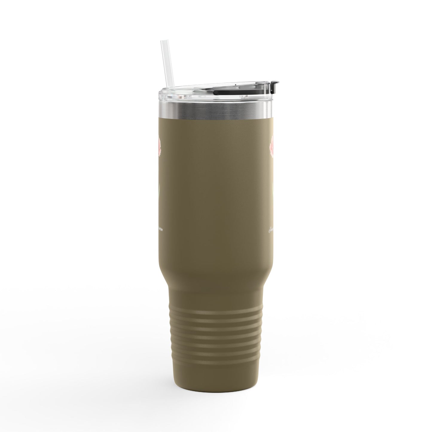 Carnation Floral Tumbler – January Birth Flower Gift | 40oz Insulated Travel Mug, Customizable — 14667