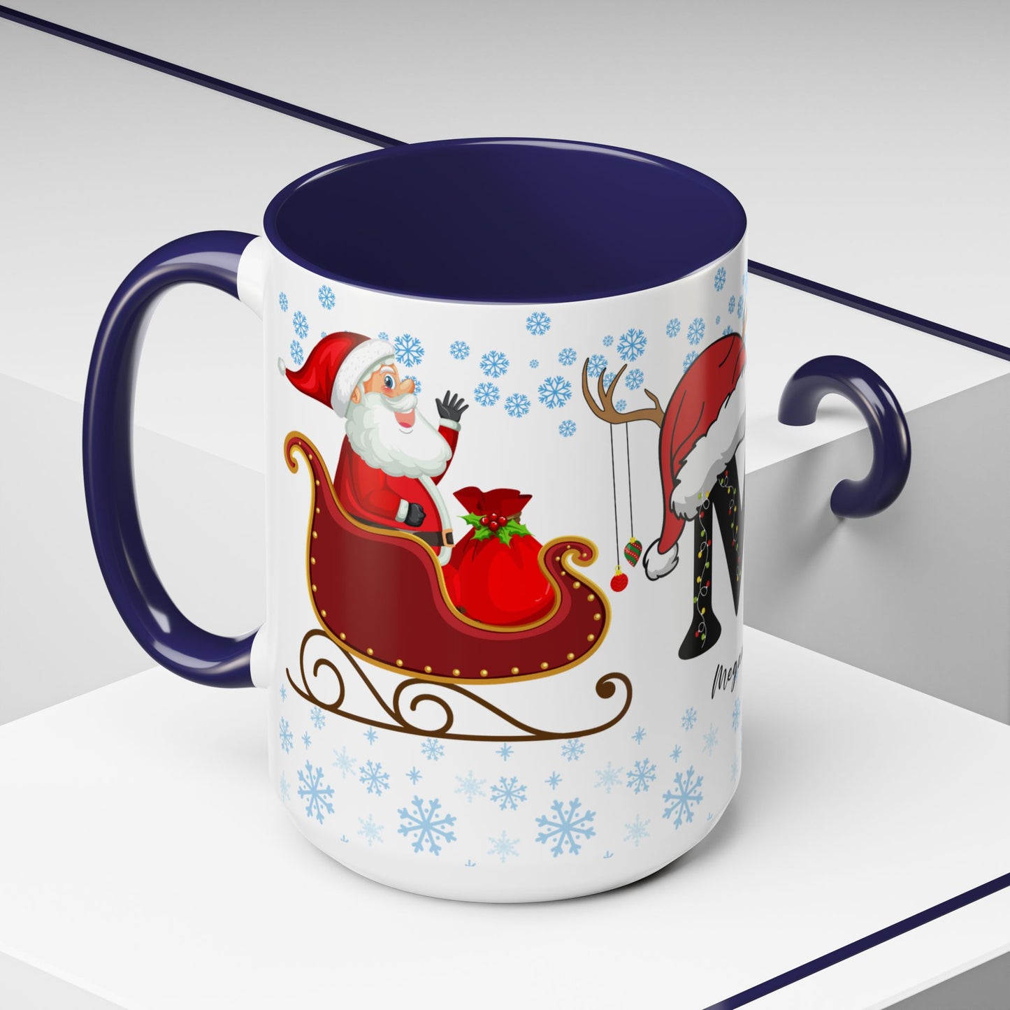 Christmas Letter M for Megan, Customizable - Accent Coffee Mug (11, 15oz)