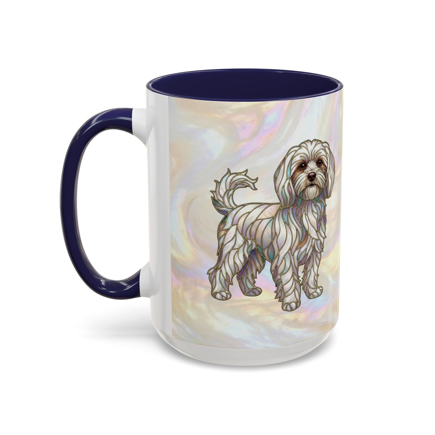 Maltese Dog Accent Coffee Mug – Stained Glass Design 11/15oz - 14642