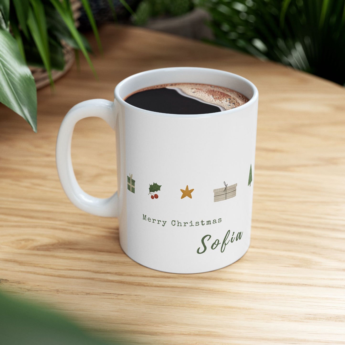 Merry Christmas, Sofia, Name Customizable - Ceramic Mug, (11oz, 15oz) - 11091