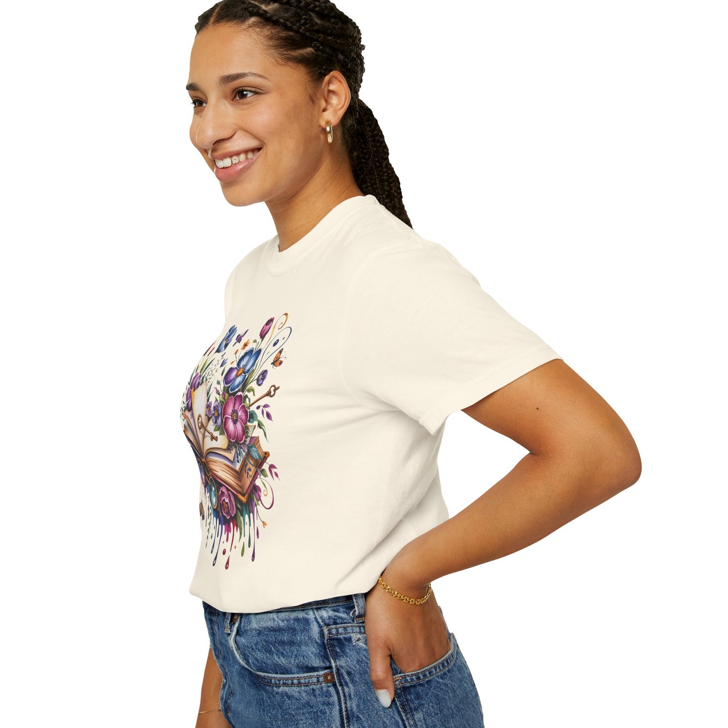 Magic Book Floral T-Shirt – Colorful Open Book & Flowers, Book Lover Gift Tee - 14830