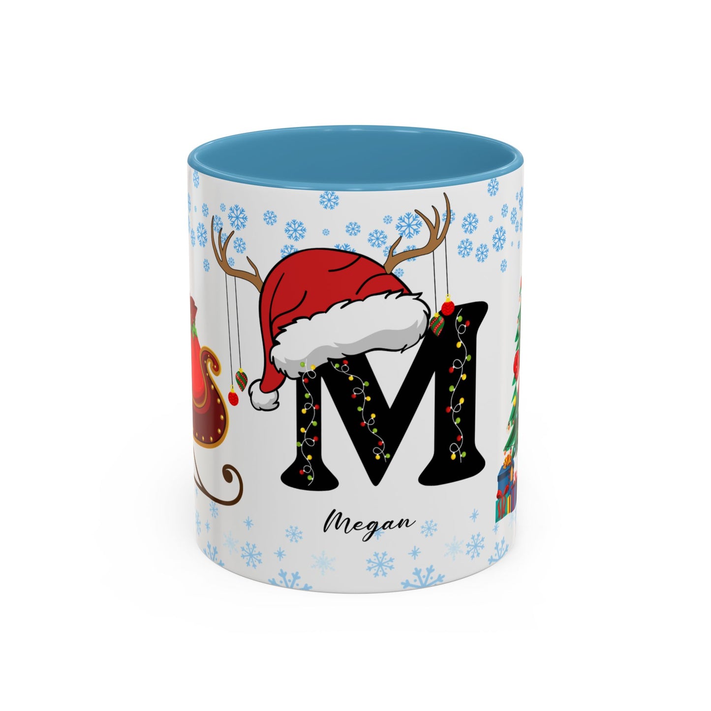 Christmas Letter M for Megan, Customizable - Accent Coffee Mug (11, 15oz)