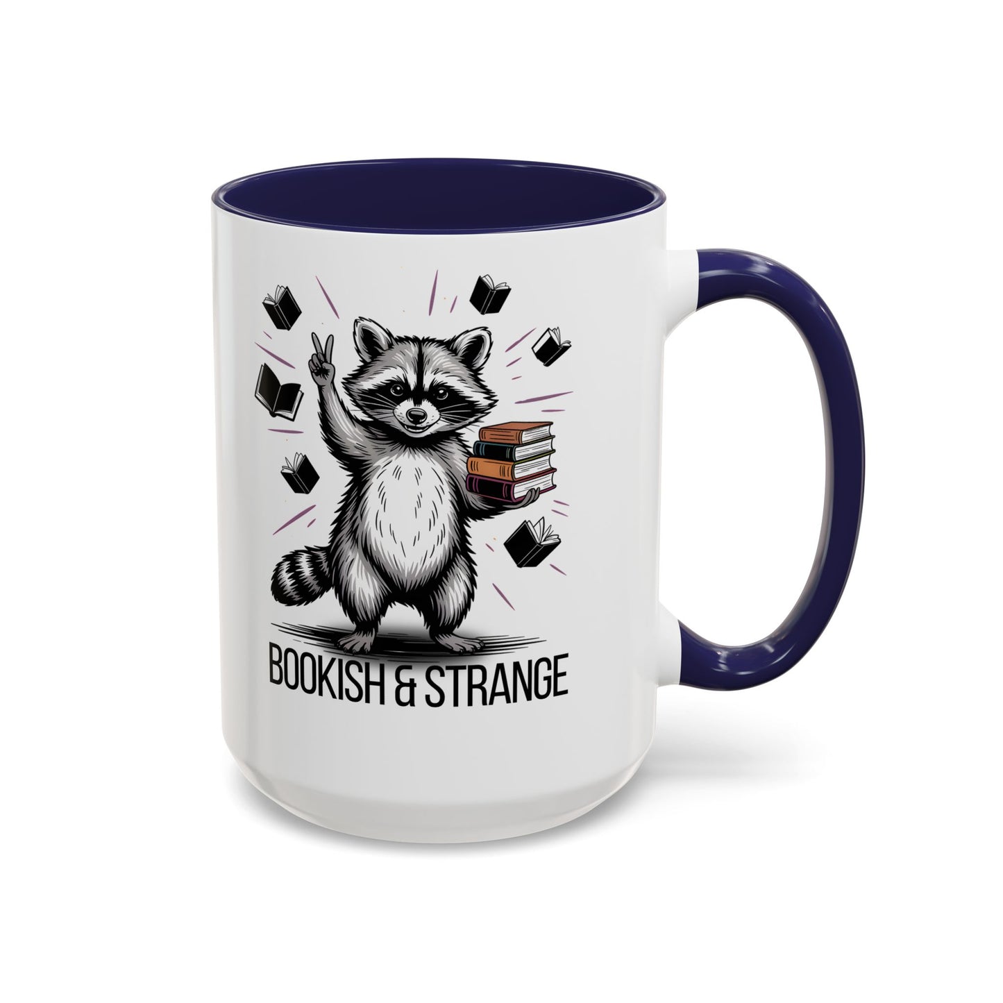 Bookish & Strange Raccoon Mug – Cute Reading Coffee Mug Gift for Book Lovers (11oz / 15oz) - 14803