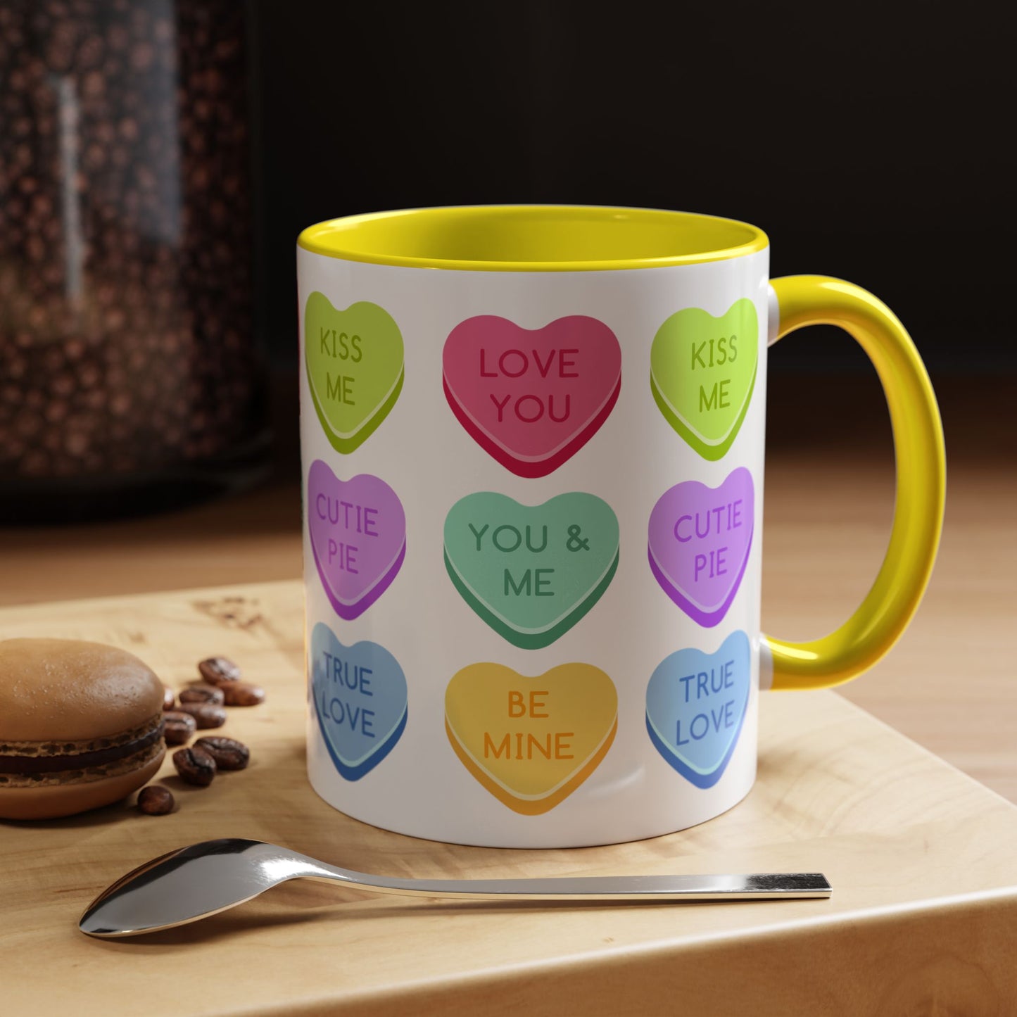 Love You, Kiss Me - Accent Coffee Mug (11, 15oz) - 11541