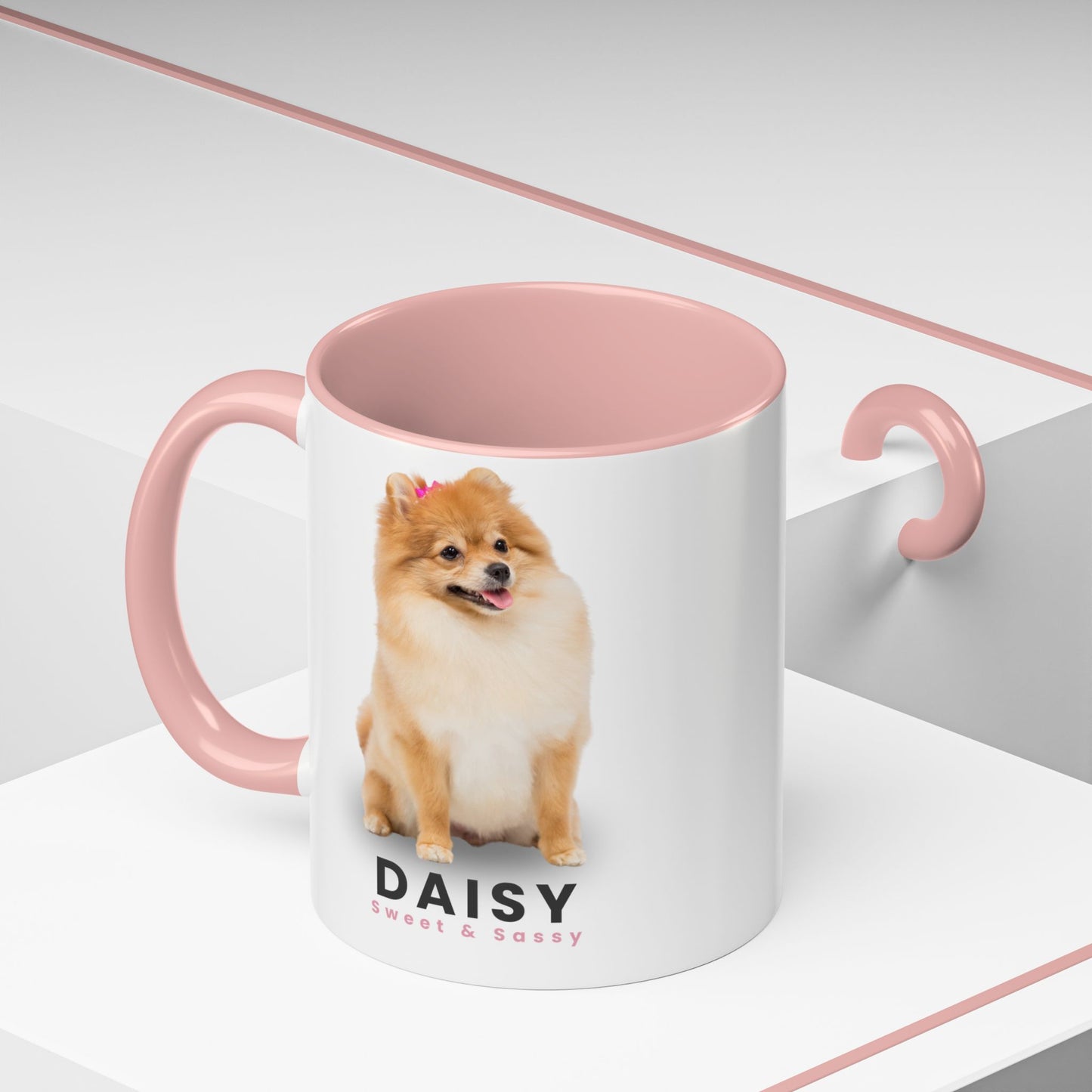 Personalized Pomeranian Mug – Custom Dog Name Photo Accent Coffee Cup | Gift for Dog Mom (11oz / 15oz) - 14828