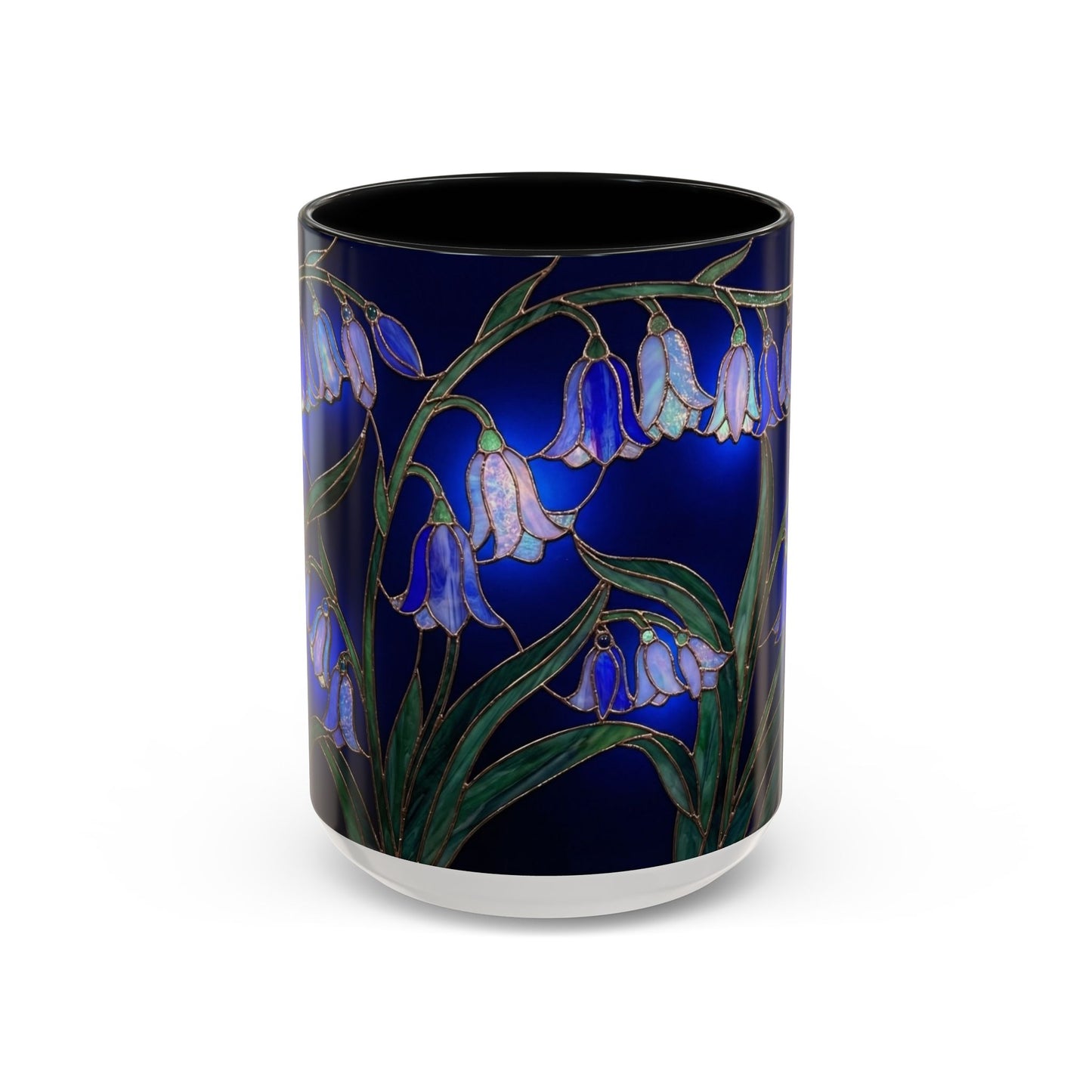 Bluebell Floral Coffee Mug – Stained Glass Design (11/15oz) - 14548