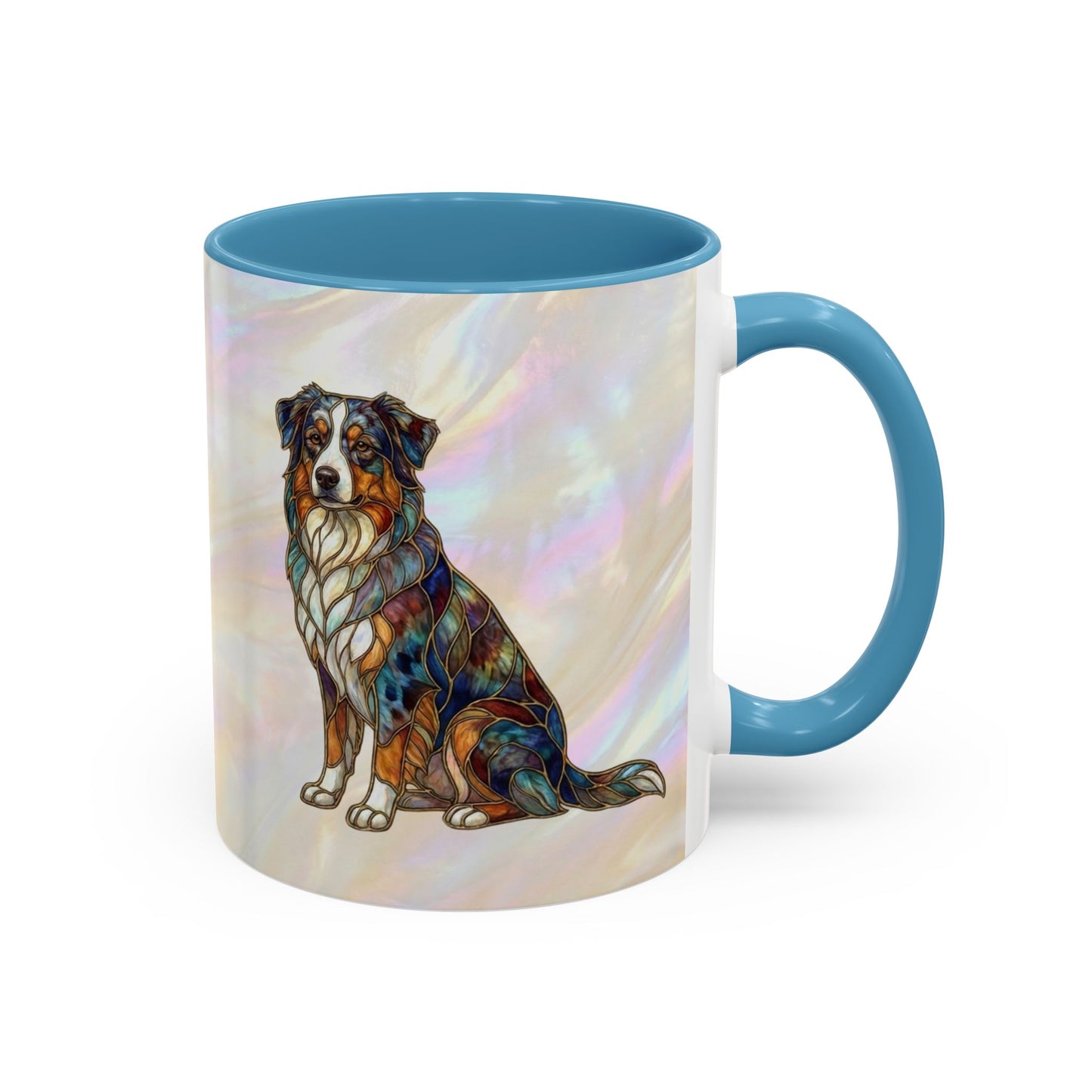 Australian Shepherd Accent Coffee Mug — Stained Glass Design (11/15oz) -14614