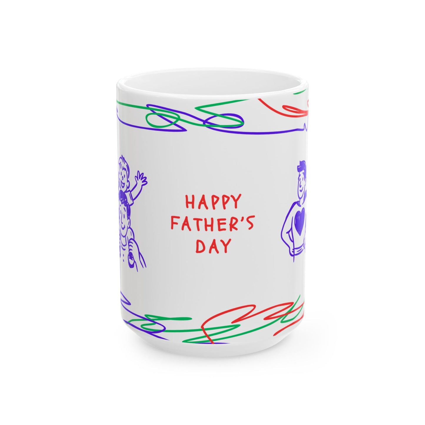 Happy Father's Day Ceramic Mug - Colorful Design for Dad | 11oz and 15oz - 12895