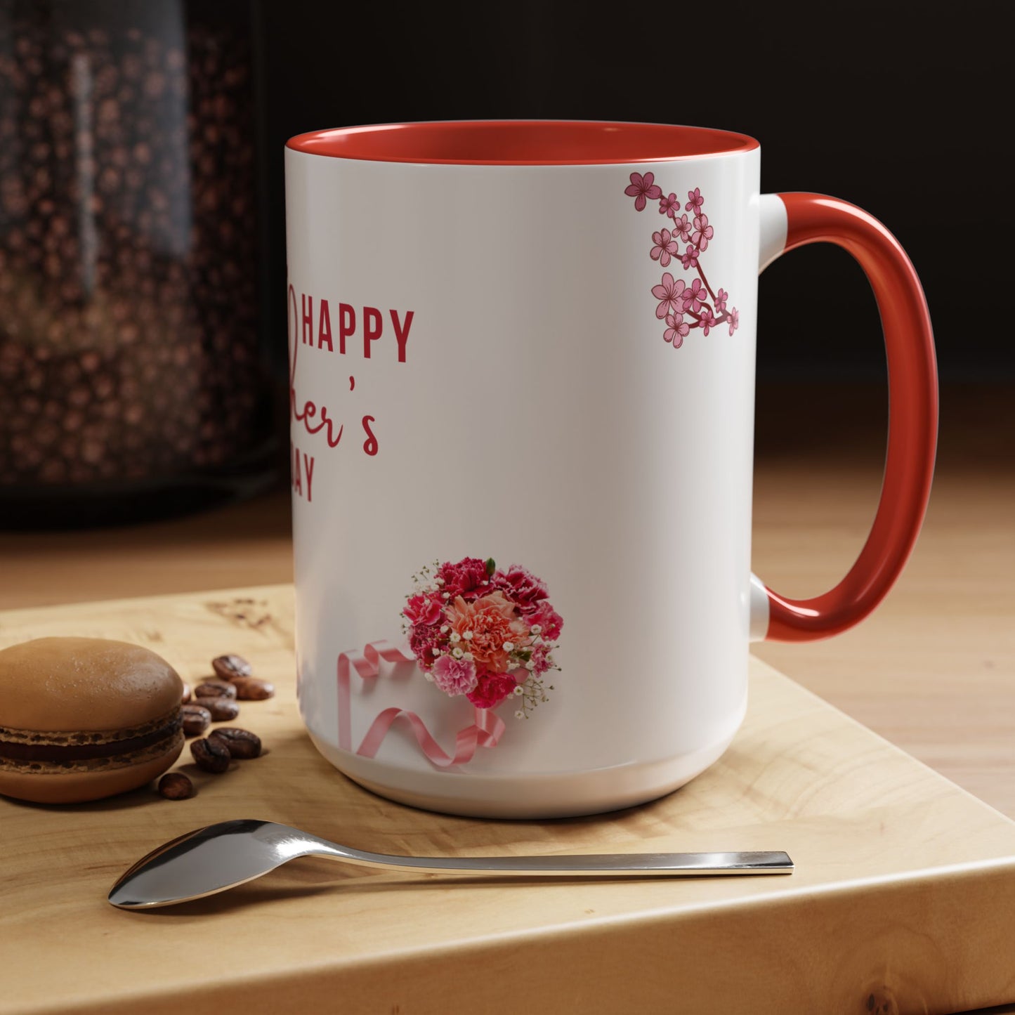 Happy Mother's Day Accent Coffee Mug - Floral Design for Moms - 11868