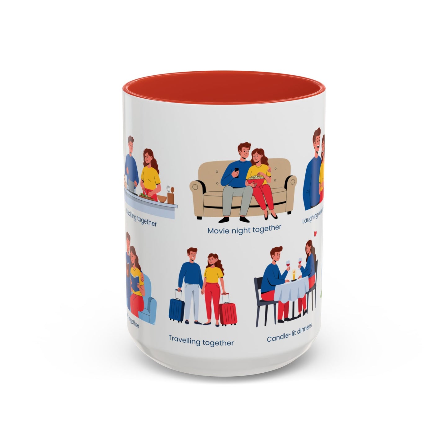 Our Favorite Things to Do Valentine’s Mug – Cozy Couples Illustrated Accent Coffee Mug - 14704