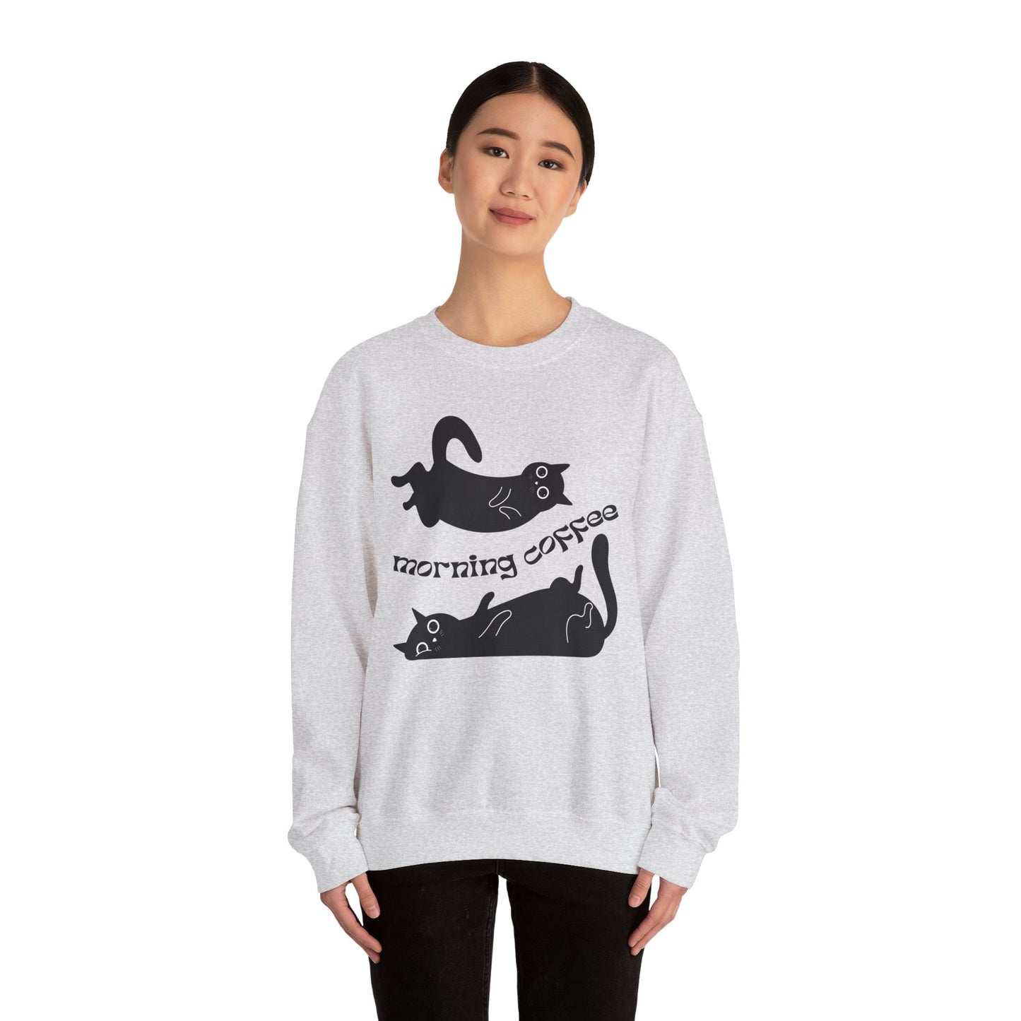 Black Cats, Morning Coffee - Unisex Heavy Blend™ Crewneck Sweatshirt - 11325