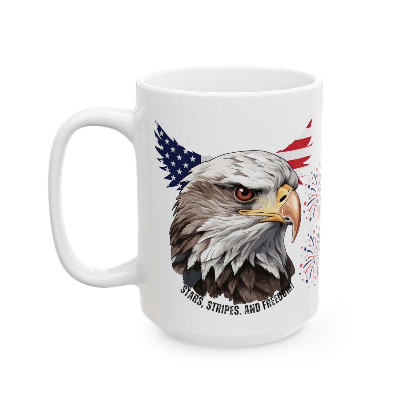 July 4, Eagle - Ceramic Mug, (11oz, 15oz)