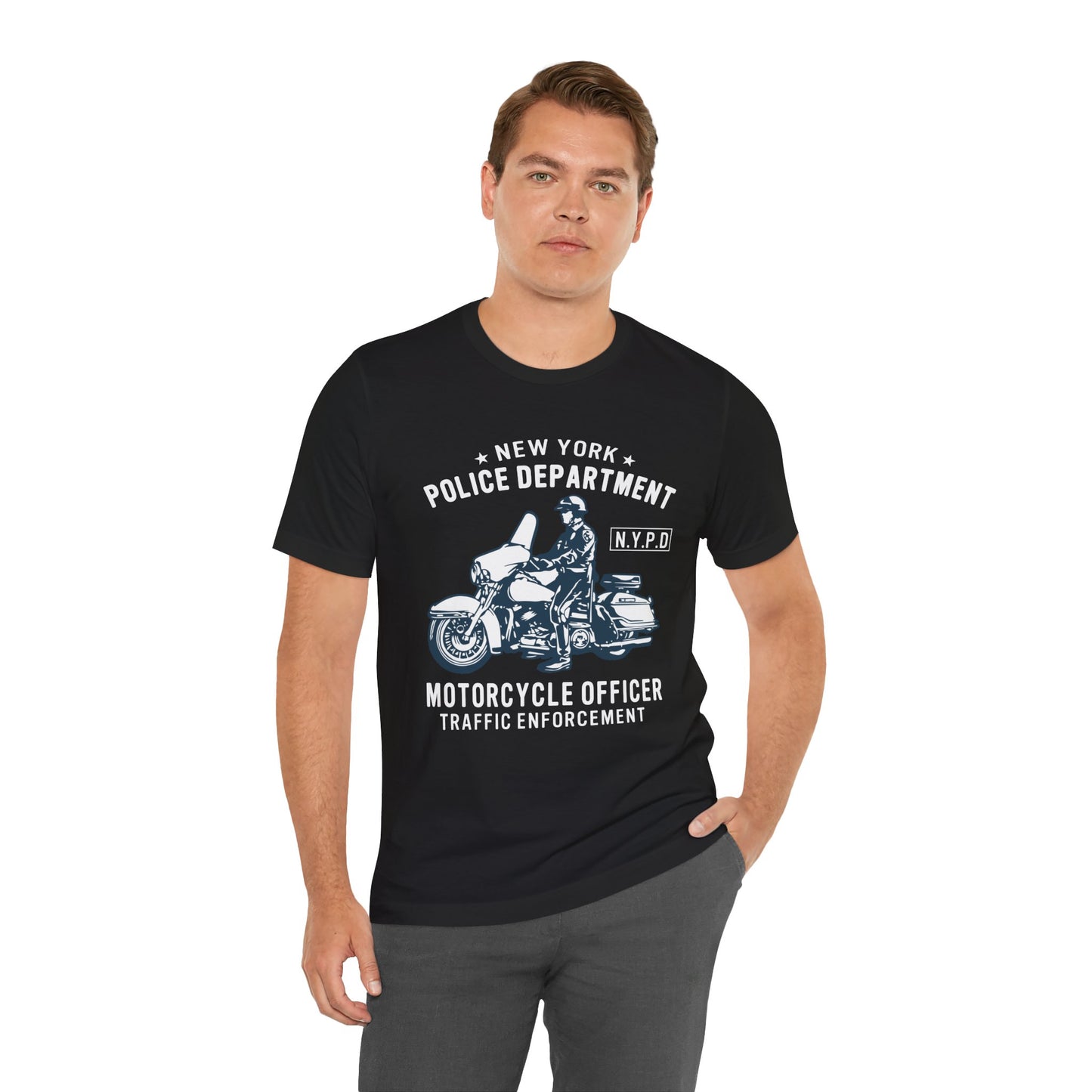NY Police Department, Motorcycle Officer - Unisex Jersey Short Sleeve Tee - 13252