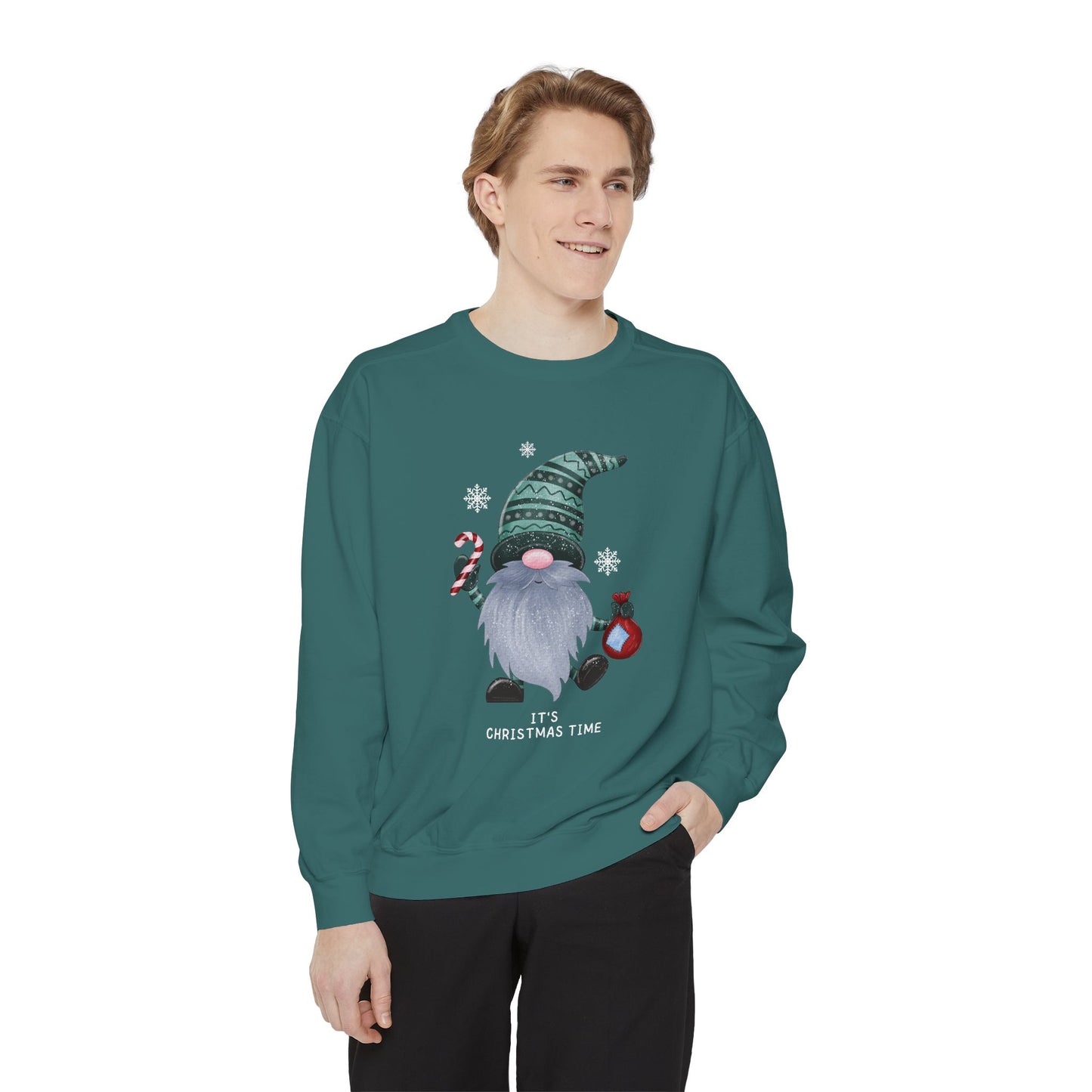 Gnome, It's Christmas Time - Unisex Garment Dyed Sweatshirt - 10507