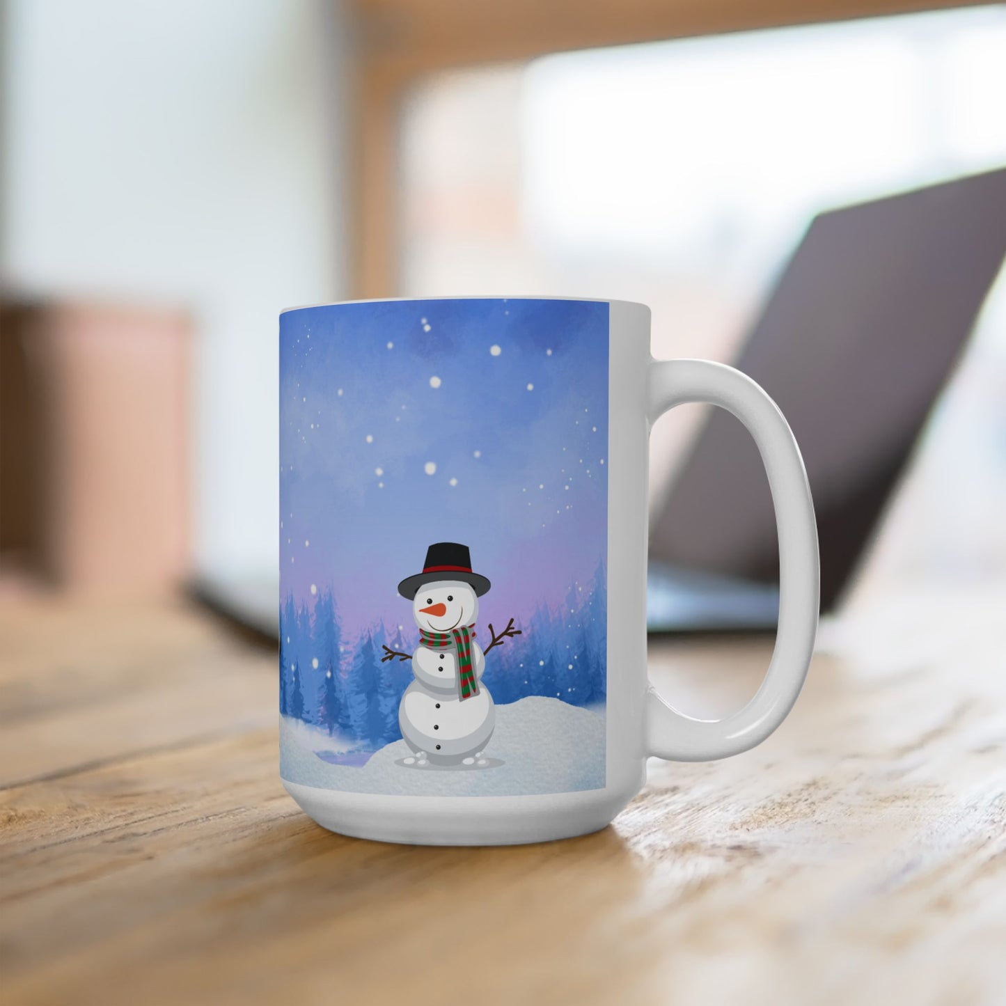 Winter Tree, Snowman & Puppy - Ceramic Mug, (11oz, 15oz) - 10398