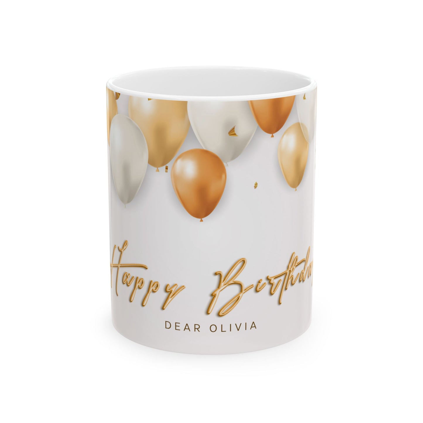 Birthday Celebration Ceramic Mug - Customizable Gift with Balloons, Perfect for Anniversaries, Parties, and Special Occasions - 13985