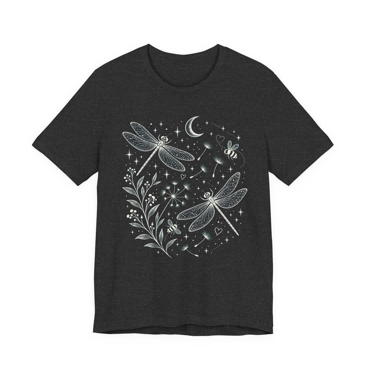 Dragonfly Moon T-Shirt, Whimsical Celestial Nature Tee - 14518