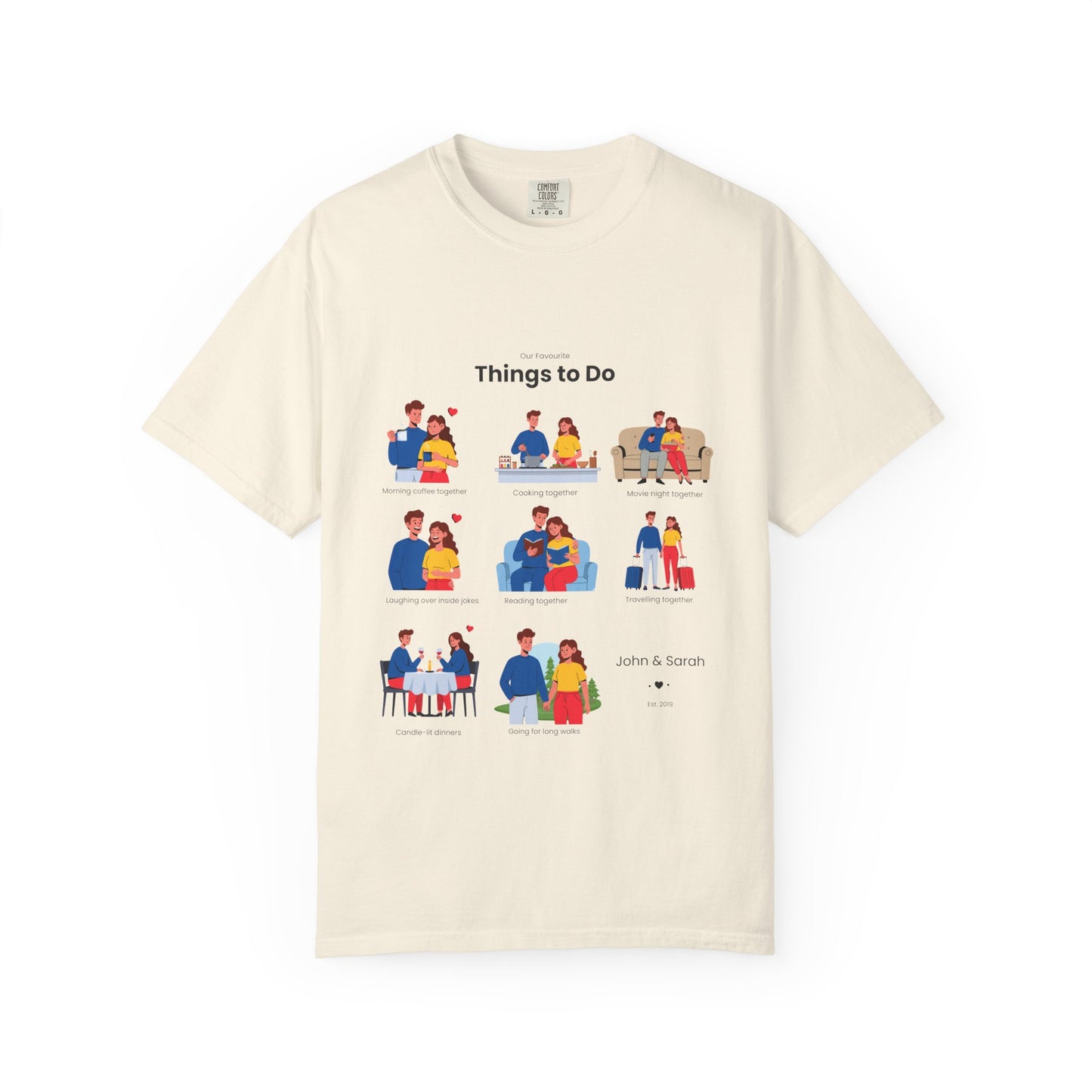 Our Favourite Things to Do Together – Personalised Valentine’s Illustration T-Shirt Gift - 14722