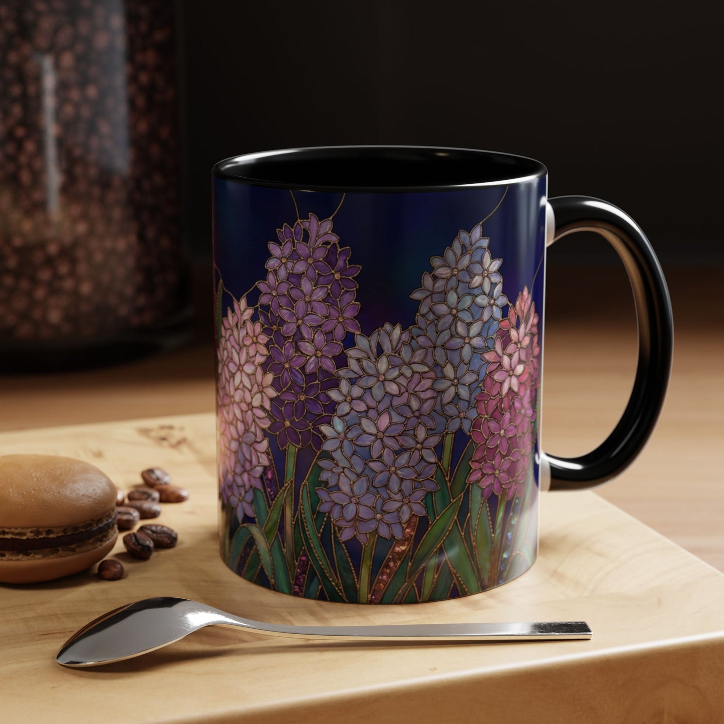 Hyacinth Floral Coffee Mug — Stained Glass Design (11/15 oz) - 14570