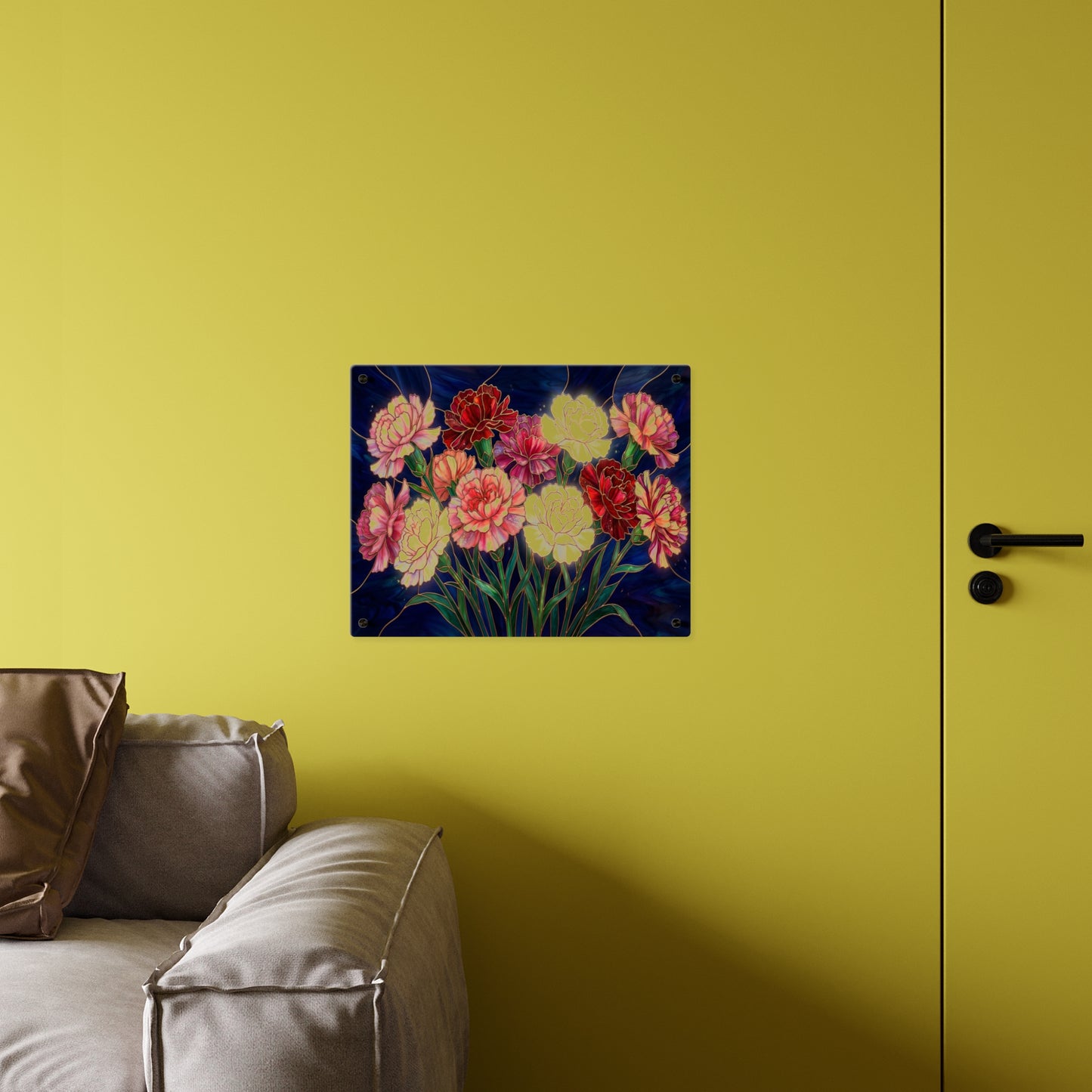 Carnation Bouquet Acrylic Wall Art Panel — Floral Home Décor - 14599