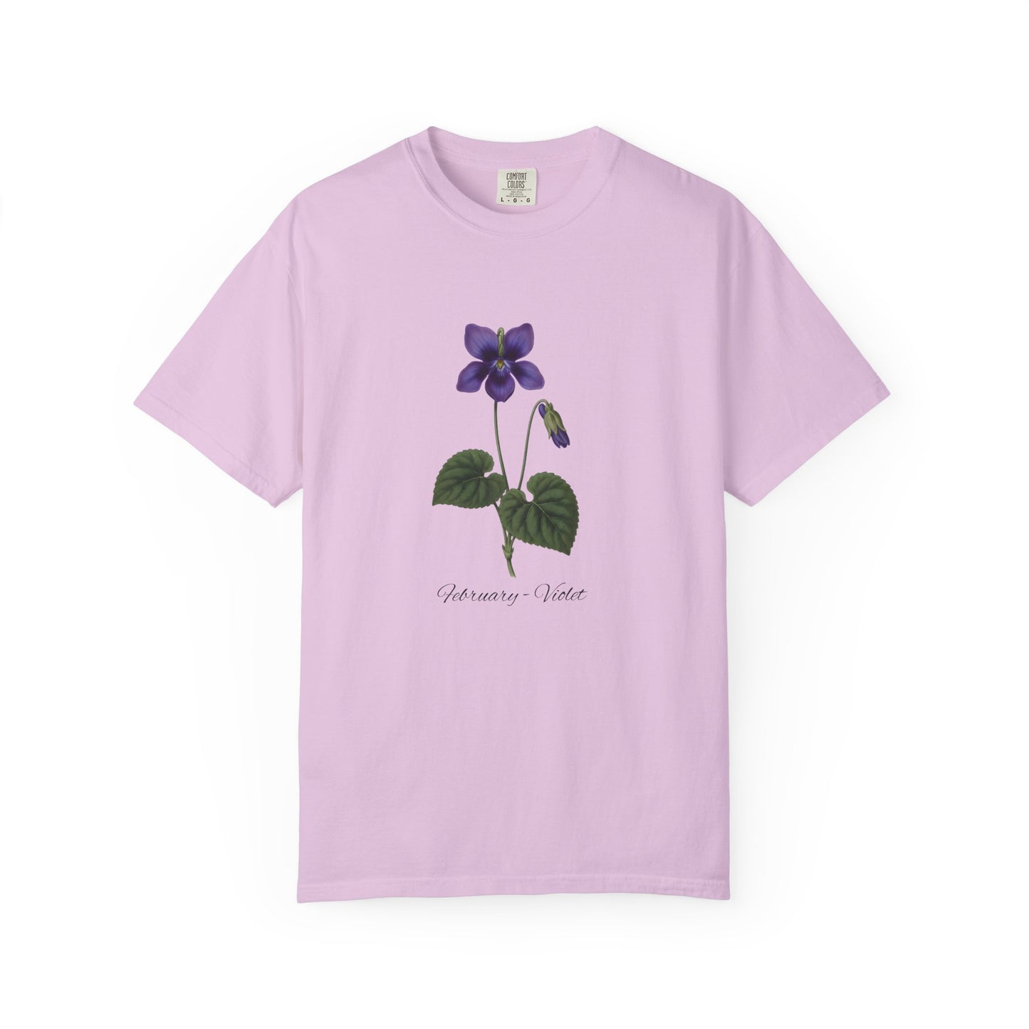 February Birth Flower Violet T-Shirt – Heavyweight Garment-Dyed Tee - 14700