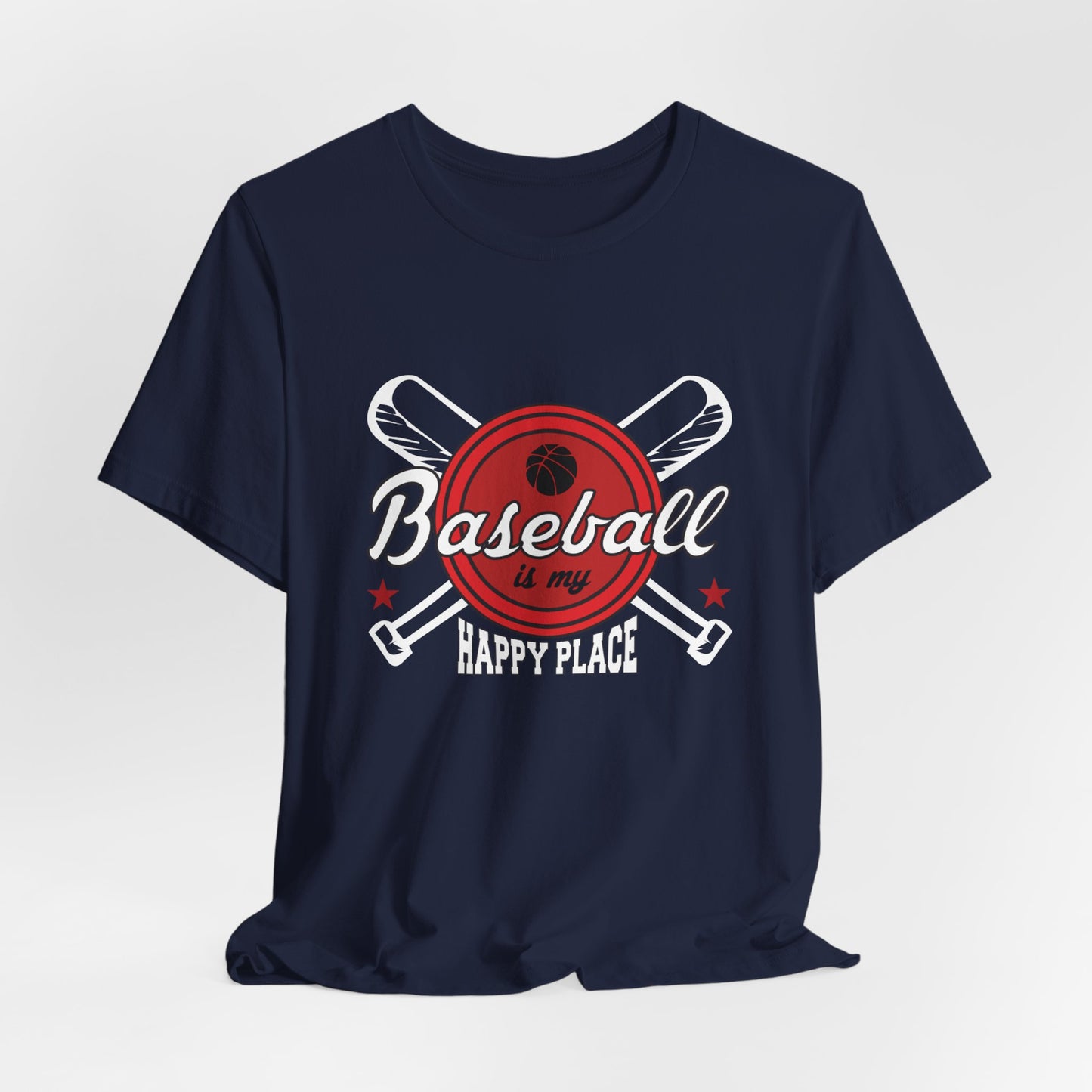 Baseball Is My Happy Place - Unisex Jersey Short Sleeve Tee