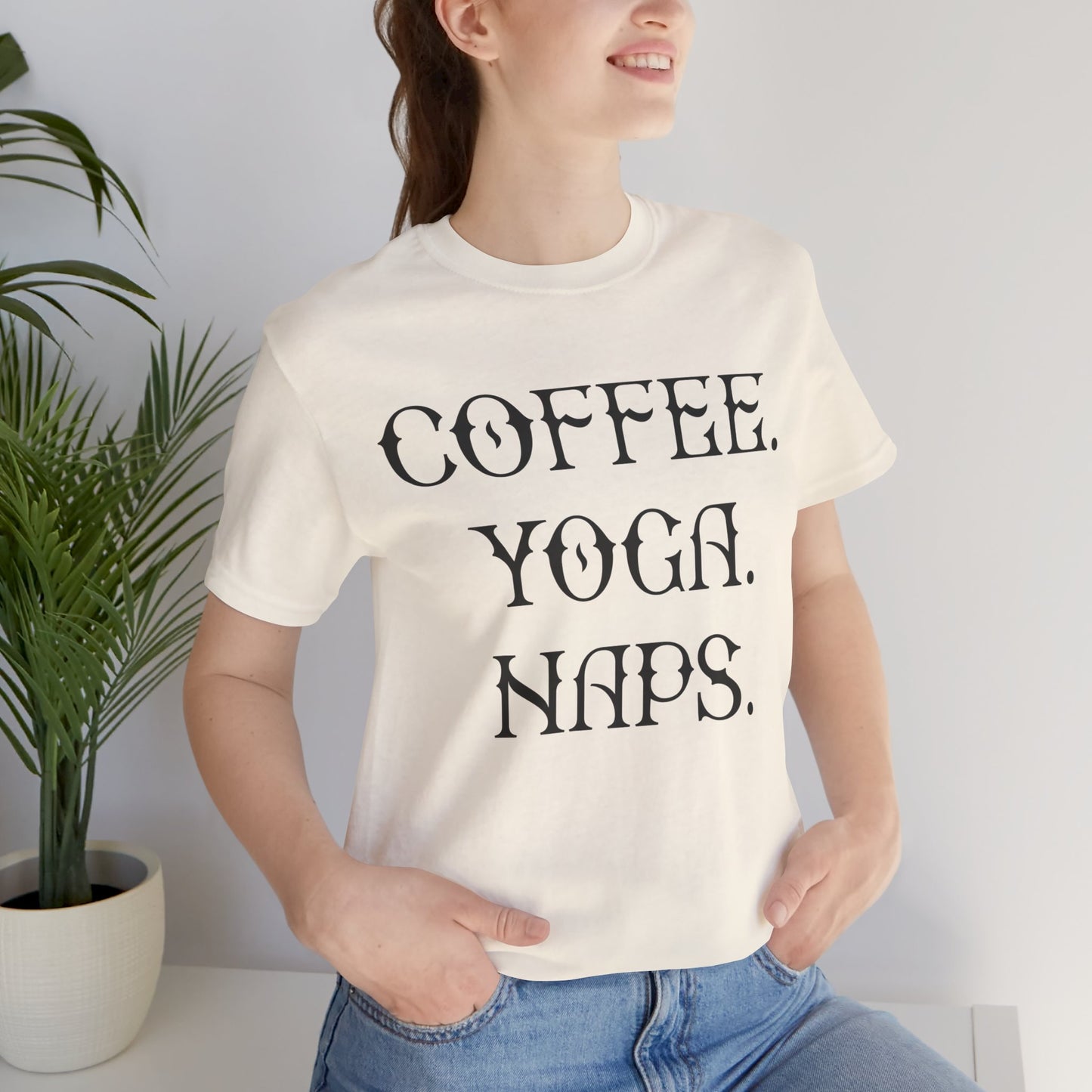 Coffee Yoga Naps - Unisex Jersey Short Sleeve Tee