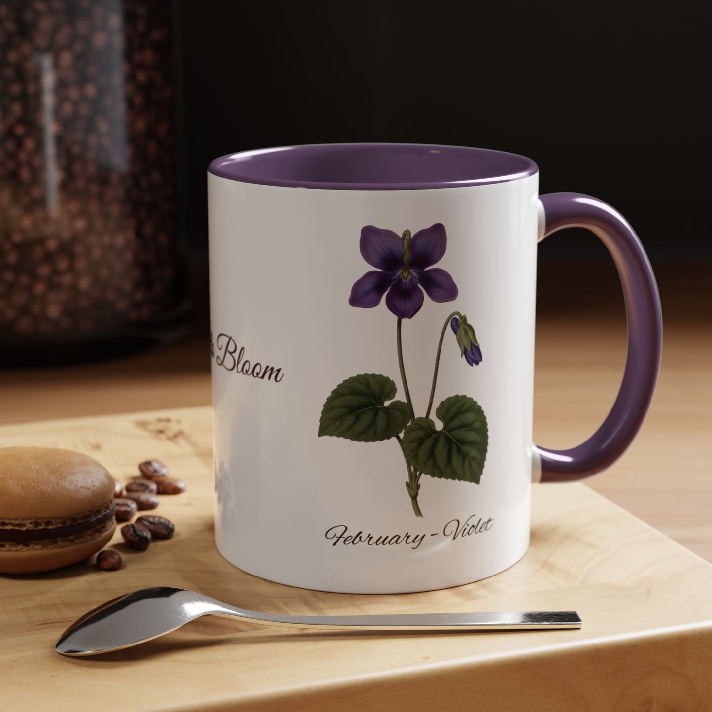 February Birth Flower Violet Mug – Personalized Name Coffee Cup - 14695