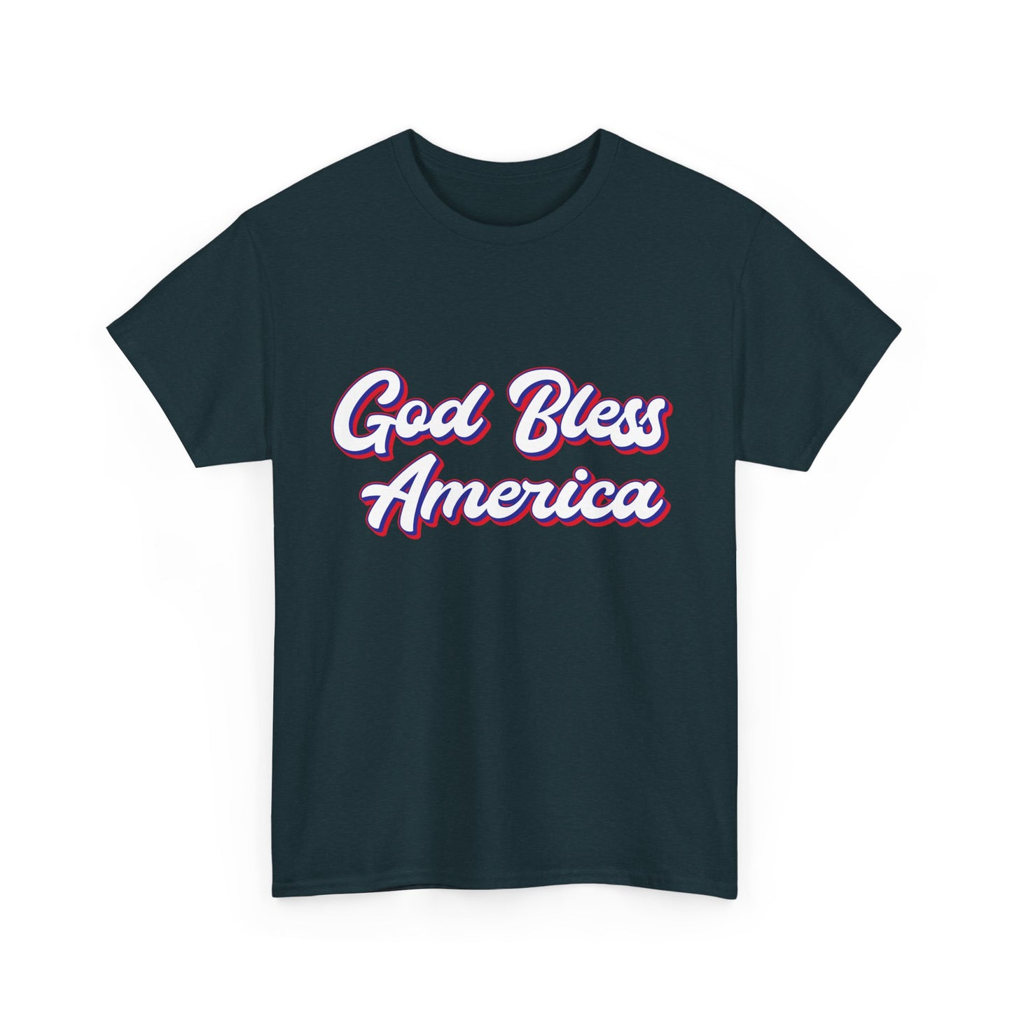 God Bless America Unisex Heavy Cotton Tee | Patriotic Shirt, American Pride Apparel, 4th of July Outfit, Gift for Veterans, Summer - 13655
