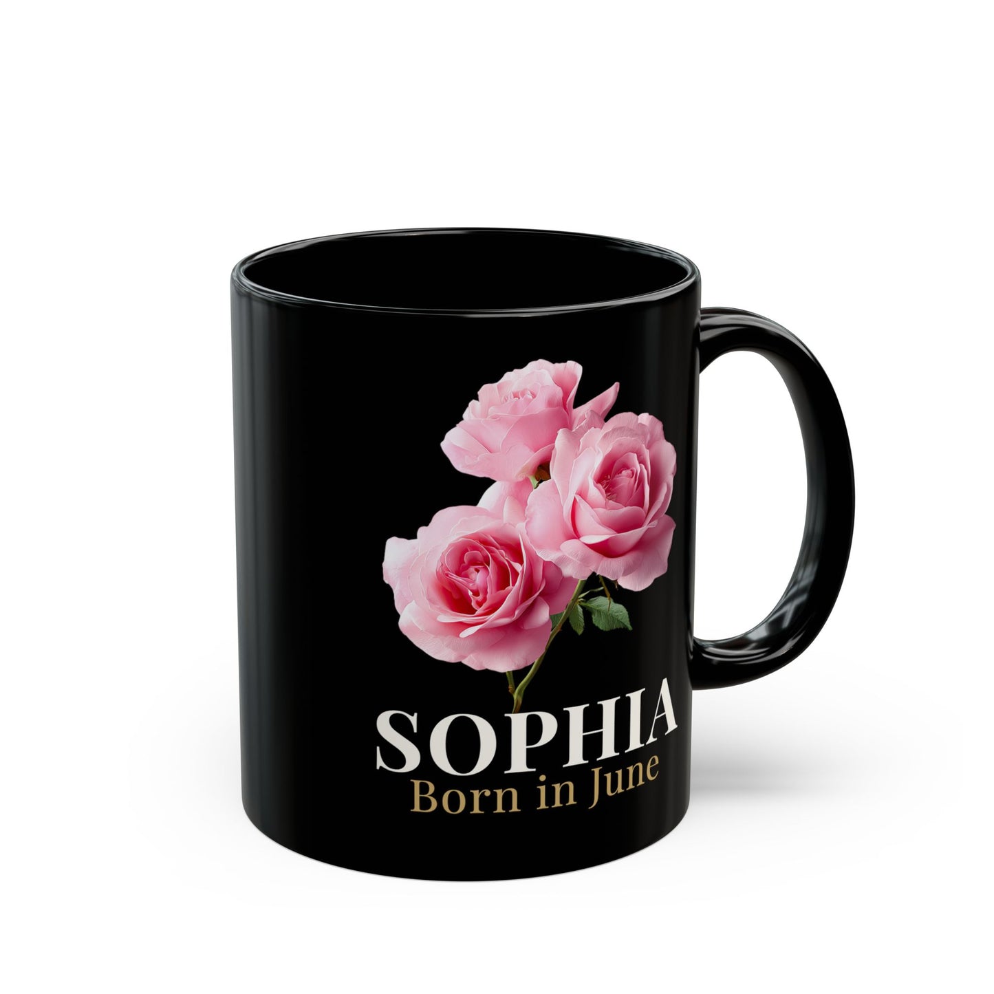 Personalized June Birth Flower Mug – Custom Name Rose Mug, Born in June Birthday Gift for Her -  14900