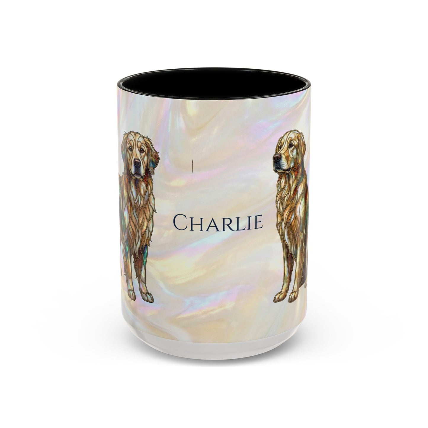 Personalized Golden Retriever Coffee Mug - Stained Glass Design 11/15oz - 14534