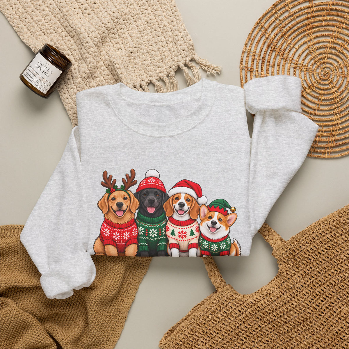 Pawsome Christmas Sweatshirt,  Cute Festive Dogs Crewneck - 14558