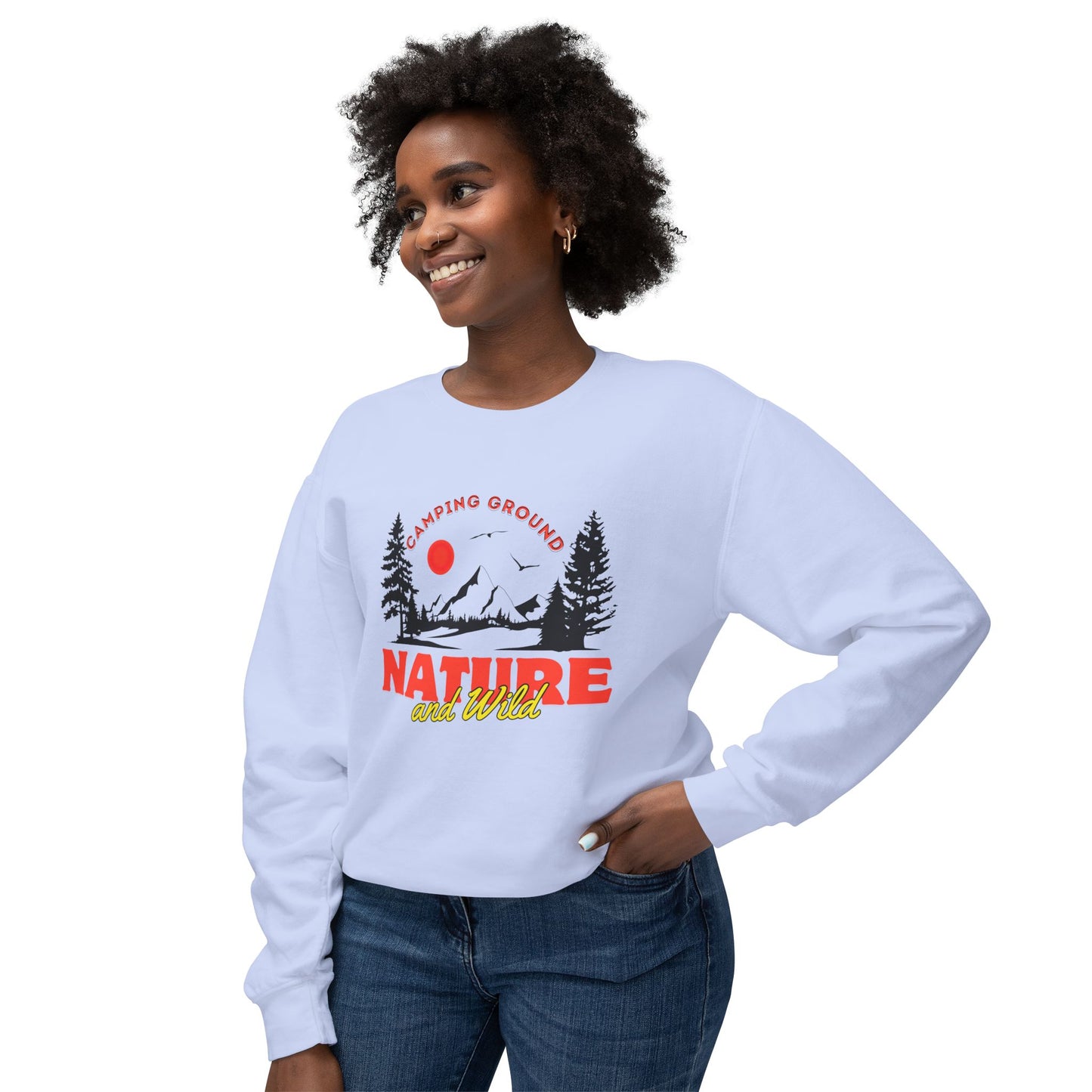 Camping Ground, Nature & Wild - Unisex Lightweight Crewneck Sweatshirt - 10743