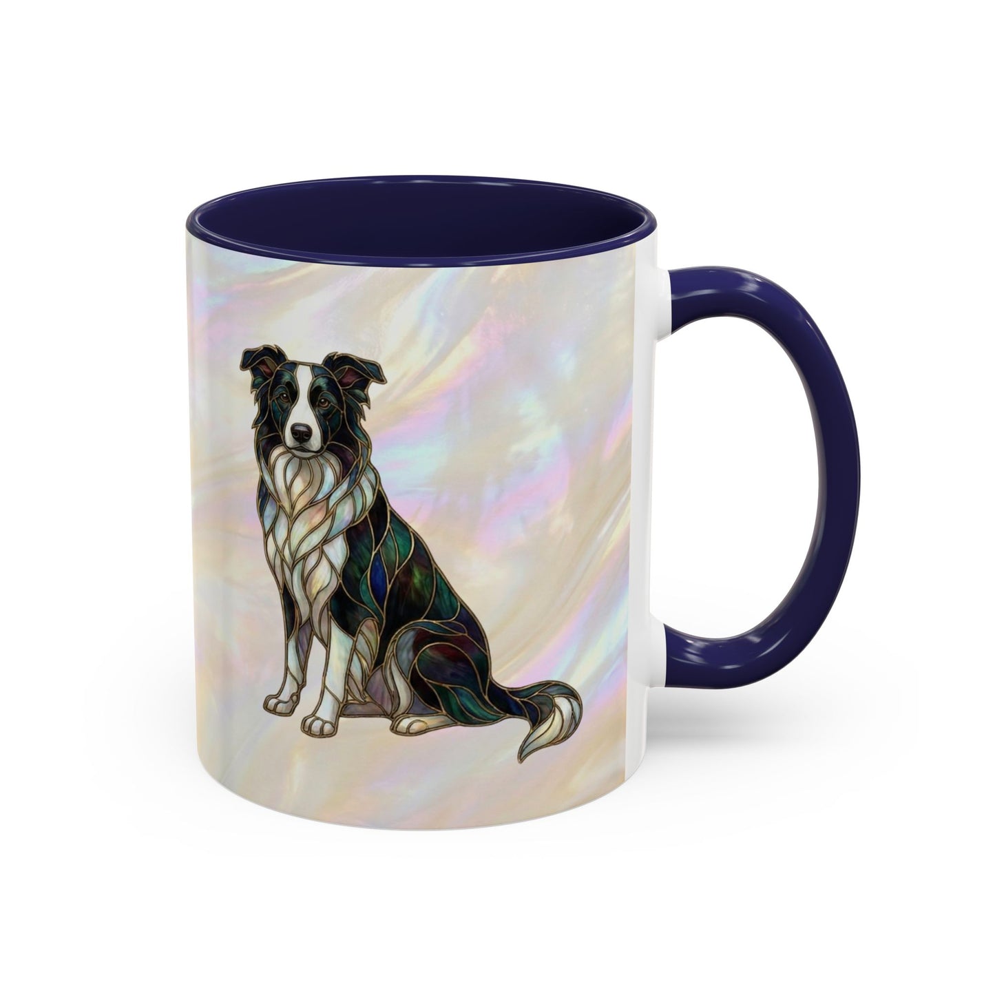 Border Collie Accent Coffee Mug — Stained Glass Design (11/15 oz) - 14619