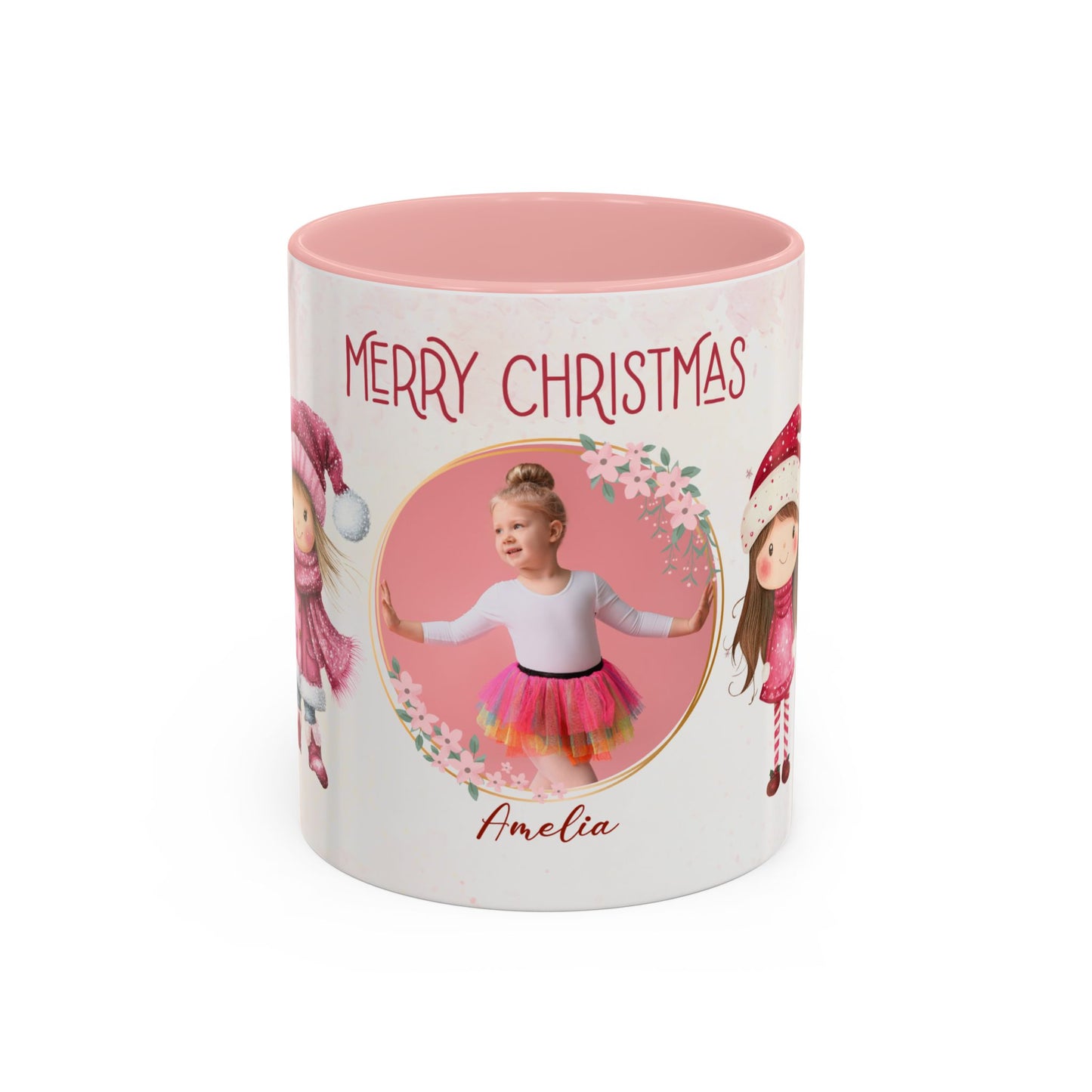 Amelia, Christmas Girl, Customizable - Accent Coffee Mug (11, 15oz) - 10144