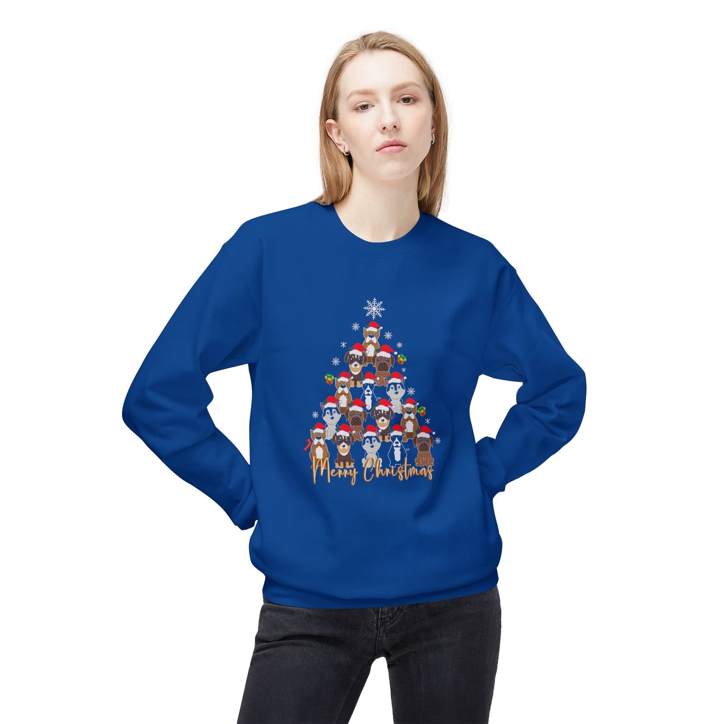 Christmas Tree Made From Dogs - Unisex Midweight Softstyle Fleece Crewneck Sweatshirt - 10310