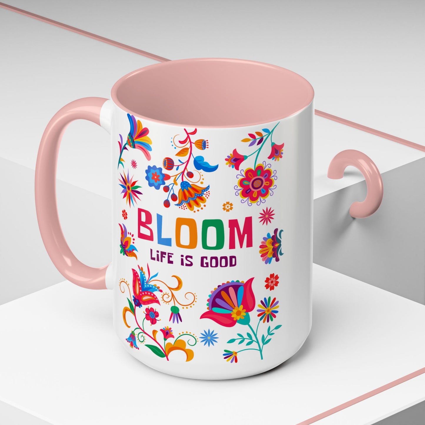 Colorful Floral Accent Coffee Mug - Bloom Life is Good - 14082