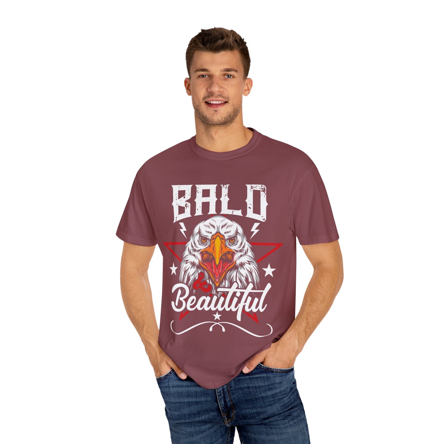 American Eagle, Bald is Beautiful T-Shirt, Unisex Garment-Dyed Tee - 13491