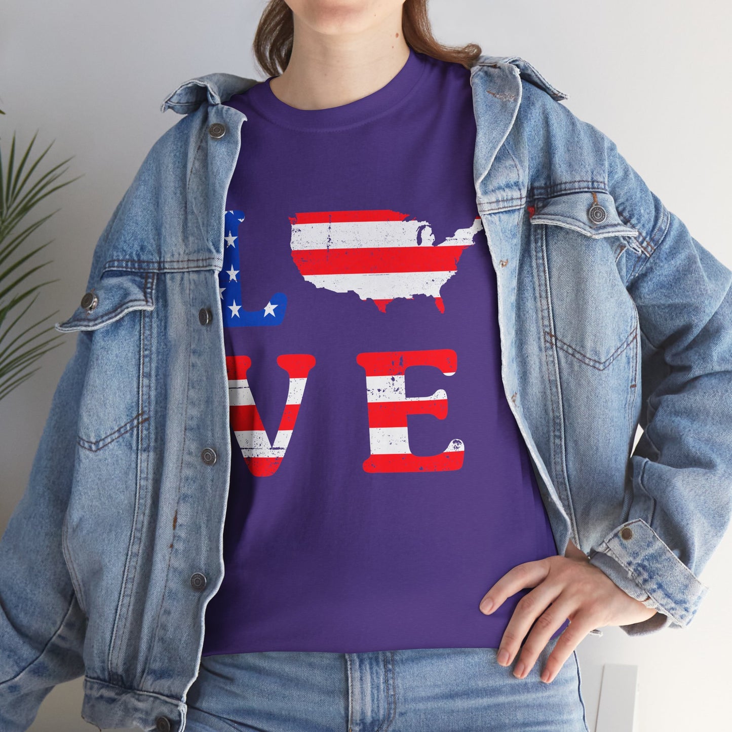 Patriotic Love Tee | Unisex Heavy Cotton T-Shirt, USA Love Shirt, 4th of July Gift, Casual Wear, Independence Day Apparel - 13696
