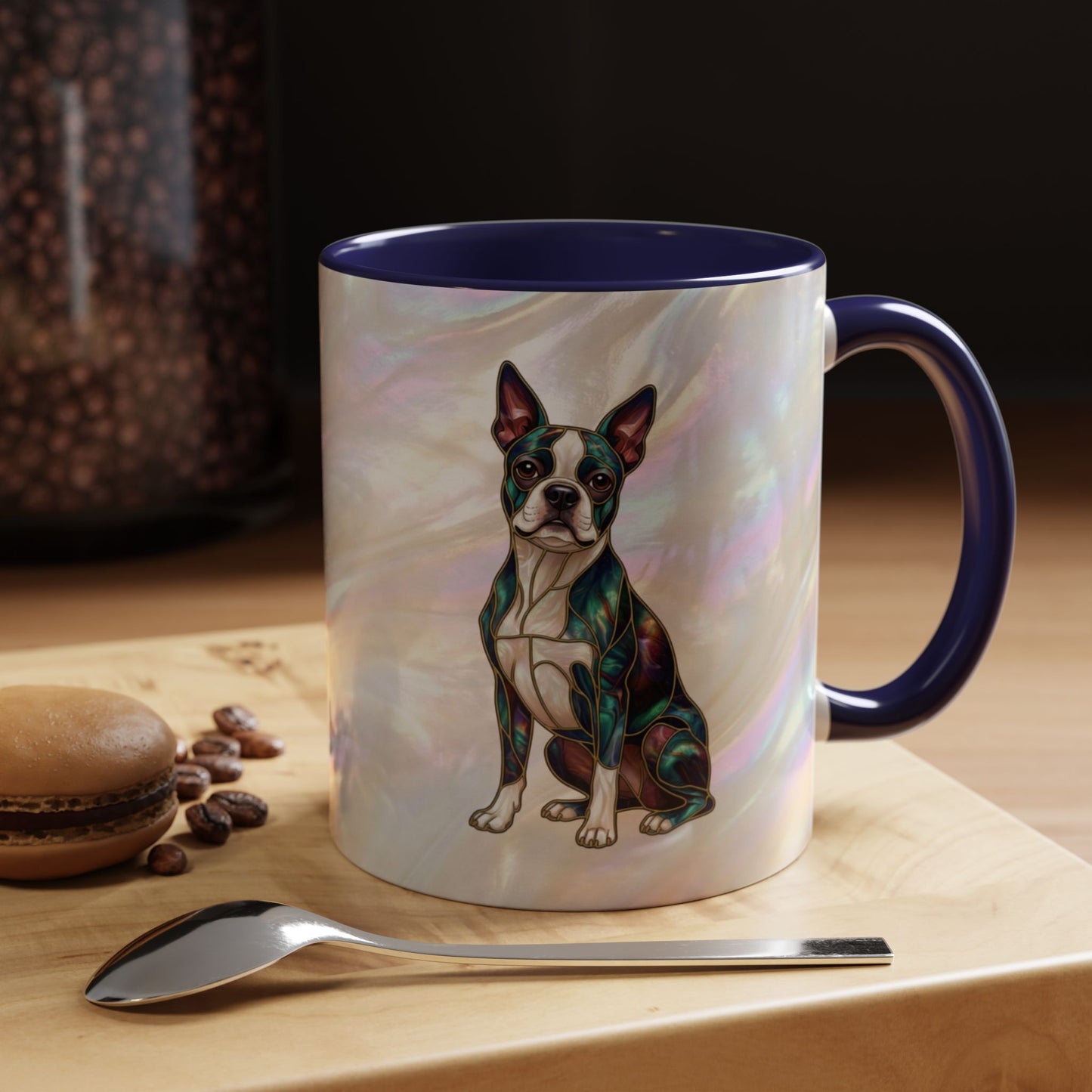 Boston Terrier Accent Coffee Mug — Stained Glass Design (11/15 oz) - 14620