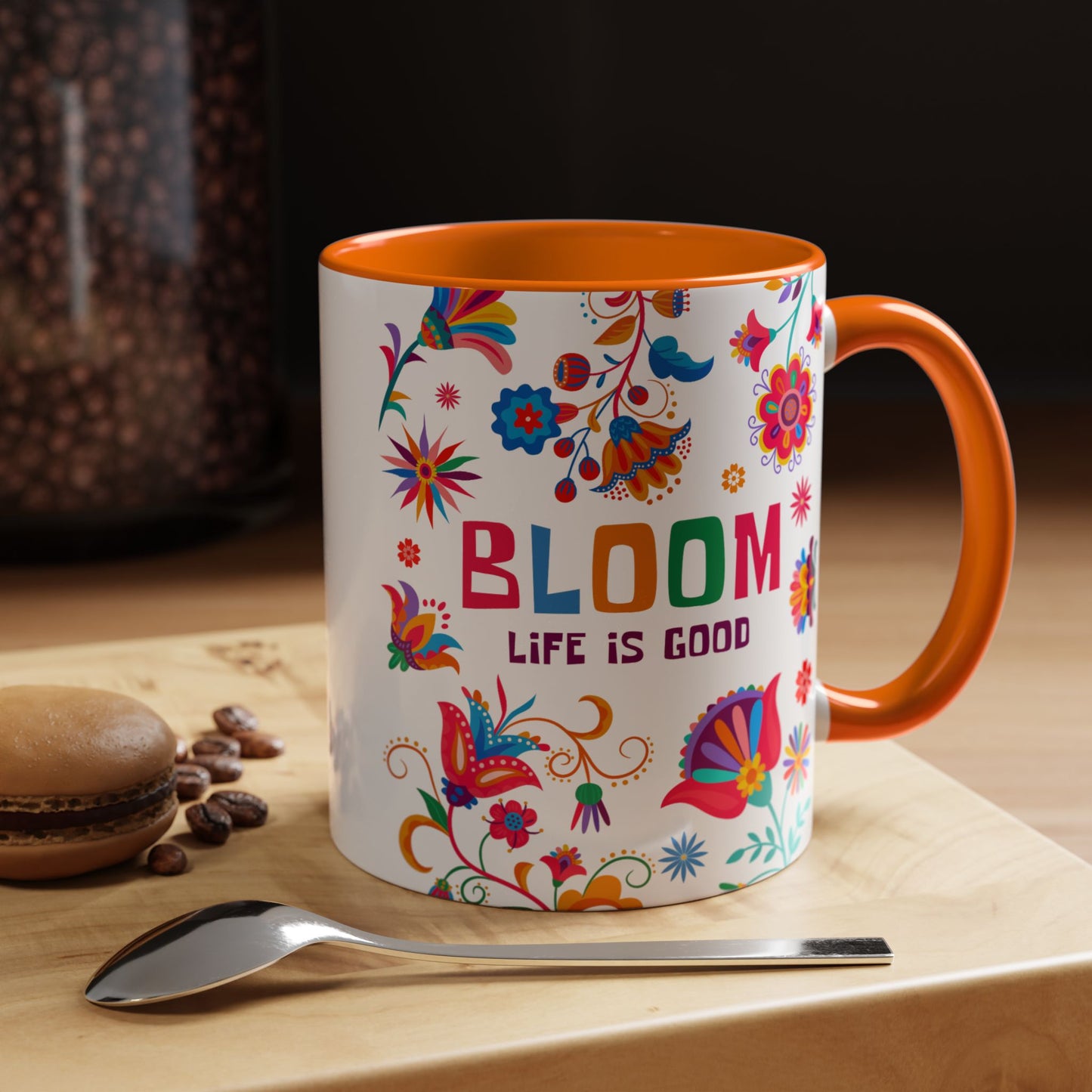 Colorful Floral Accent Coffee Mug - Bloom Life is Good - 14082