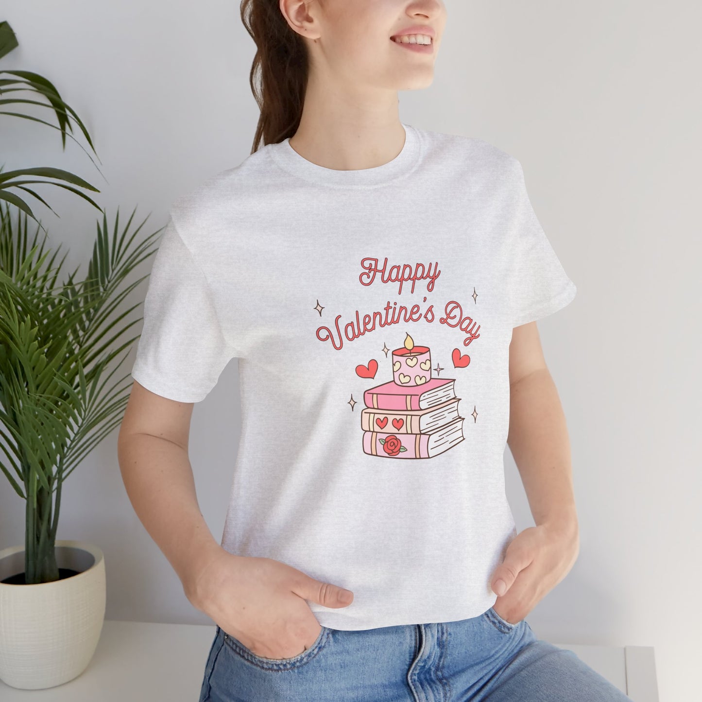 Books, Happy Valentine's Day - Unisex Jersey Short Sleeve Tee - 11572