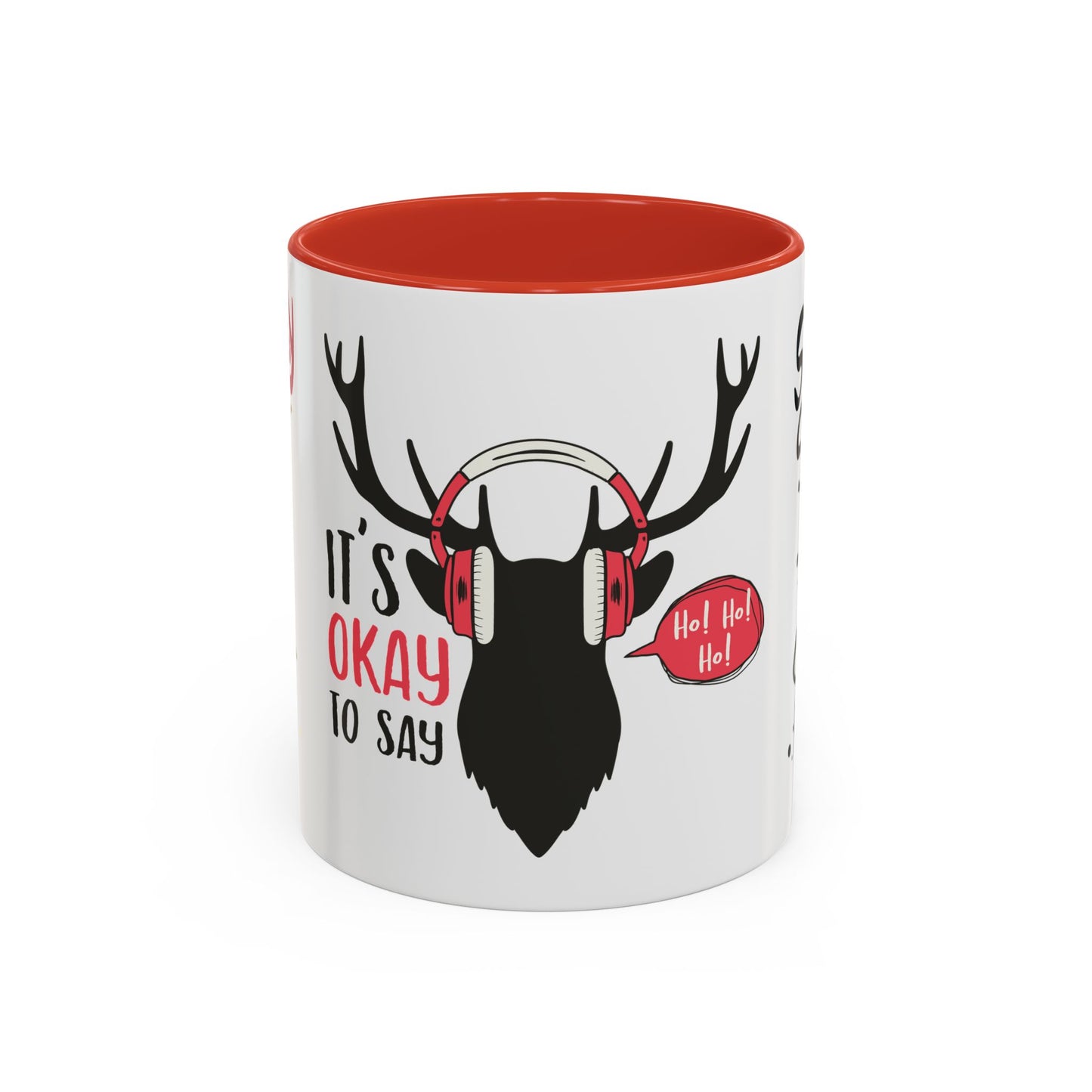 It's Ok To Say Ho Ho! - Accent Coffee Mug (11, 15oz)