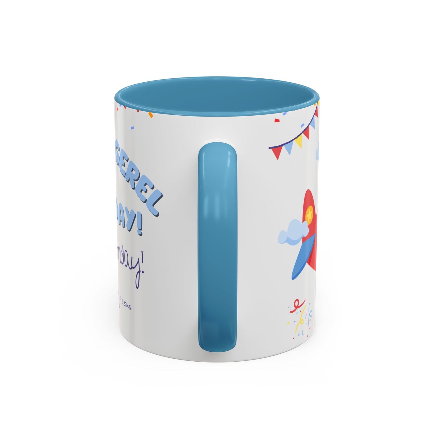 Happy 6th Birthday to A Boy Pilot, Details Customizable - Accent Coffee Mug (11, 15oz) - 11233