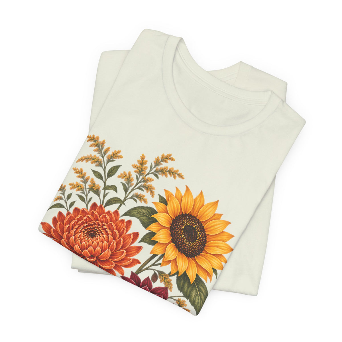 Autumn Wildflower Bouquet T-Shirt, Vintage Botanical Floral Tee - 14565