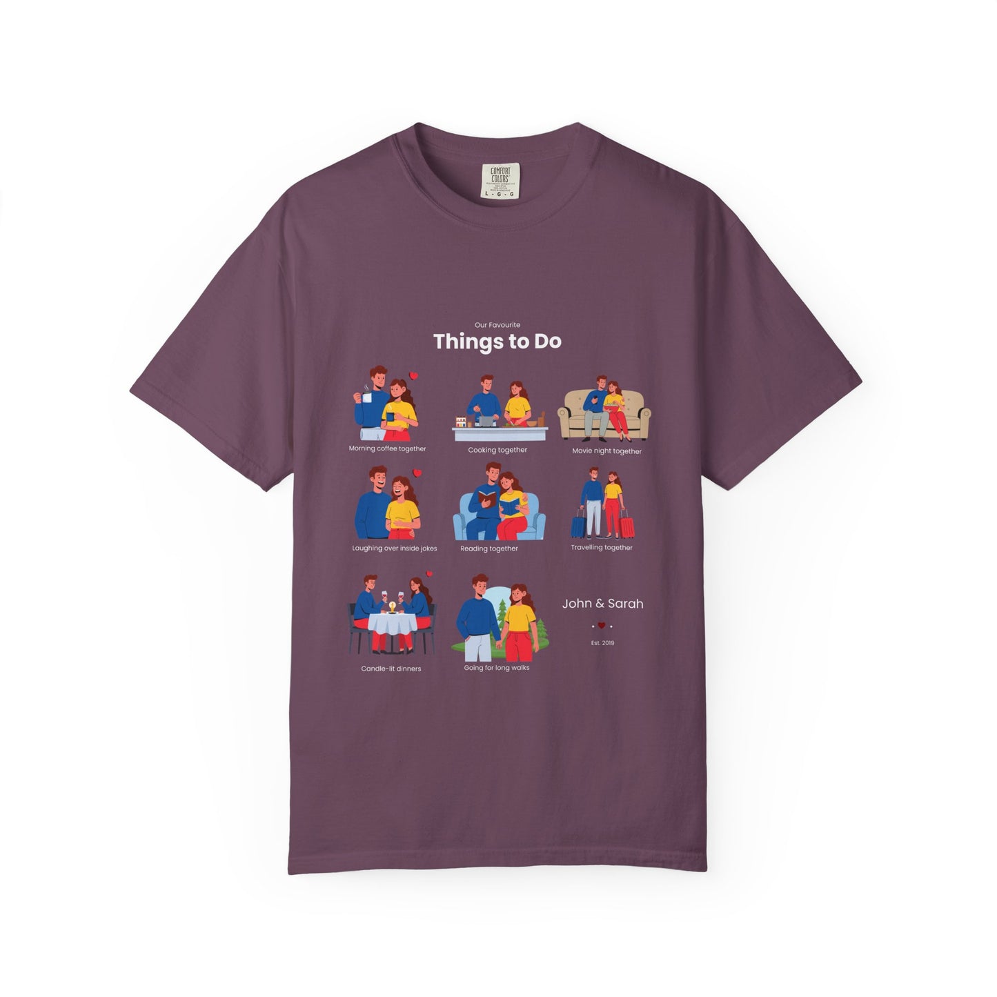 Our Favourite Things to Do Together – Personalised Valentine’s Illustration T-Shirt Gift - 14722