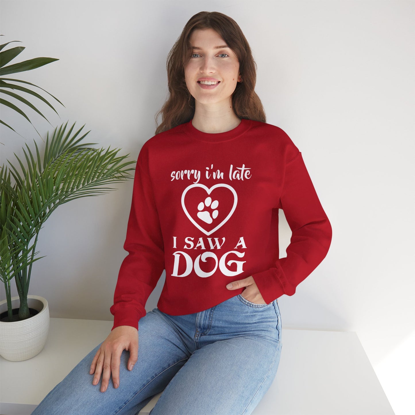 Sorry I am Late, I Saw a Dog - Unisex Heavy Blend™ Crewneck Sweatshirt