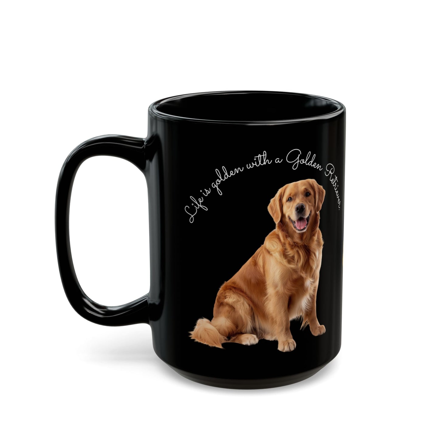 Golden Retriever, Customizable - Ceramic Black Mug (11oz, 15oz) - 10459